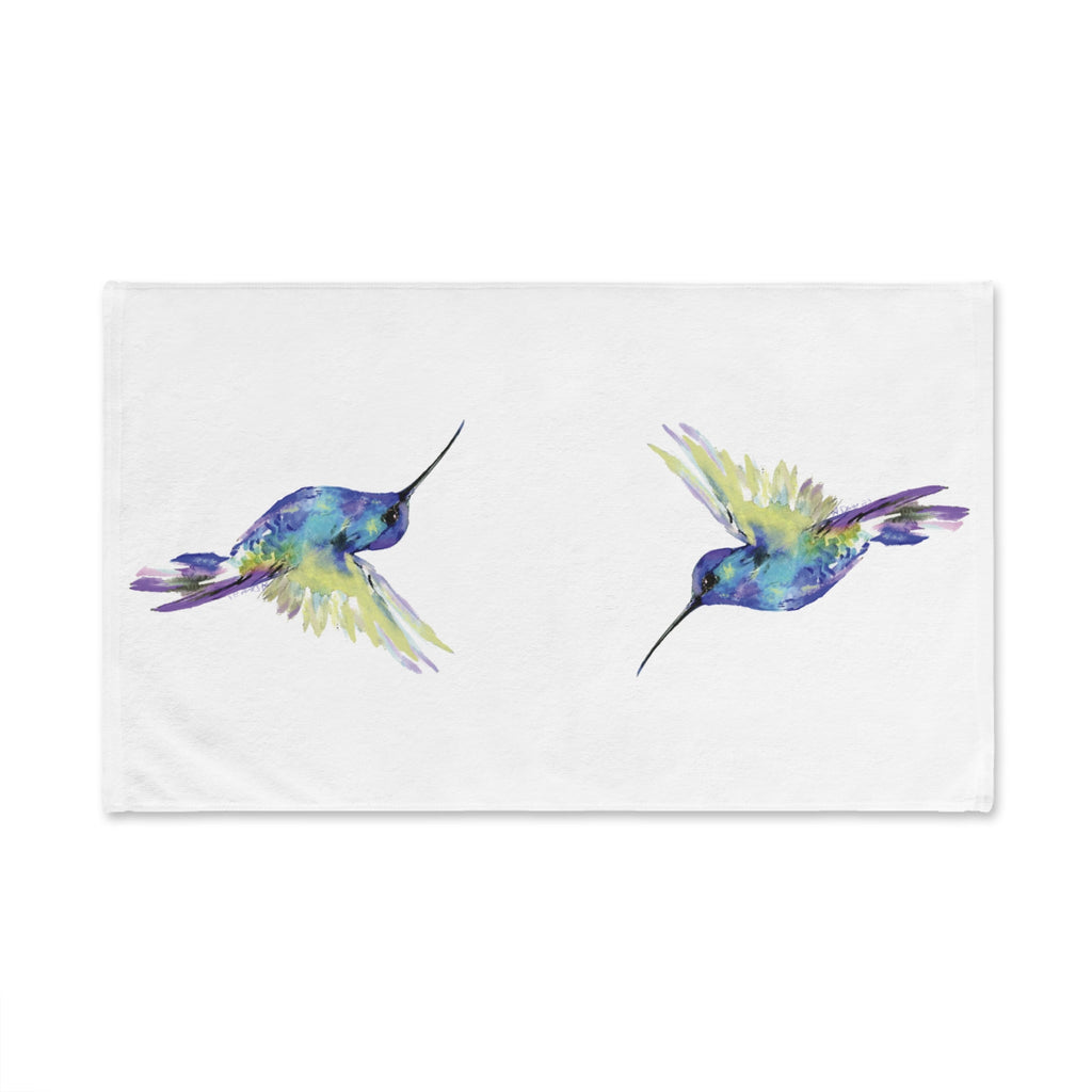 Hummingbird "Flossie" Polyester Cotton Hand Towel - Blue Cava