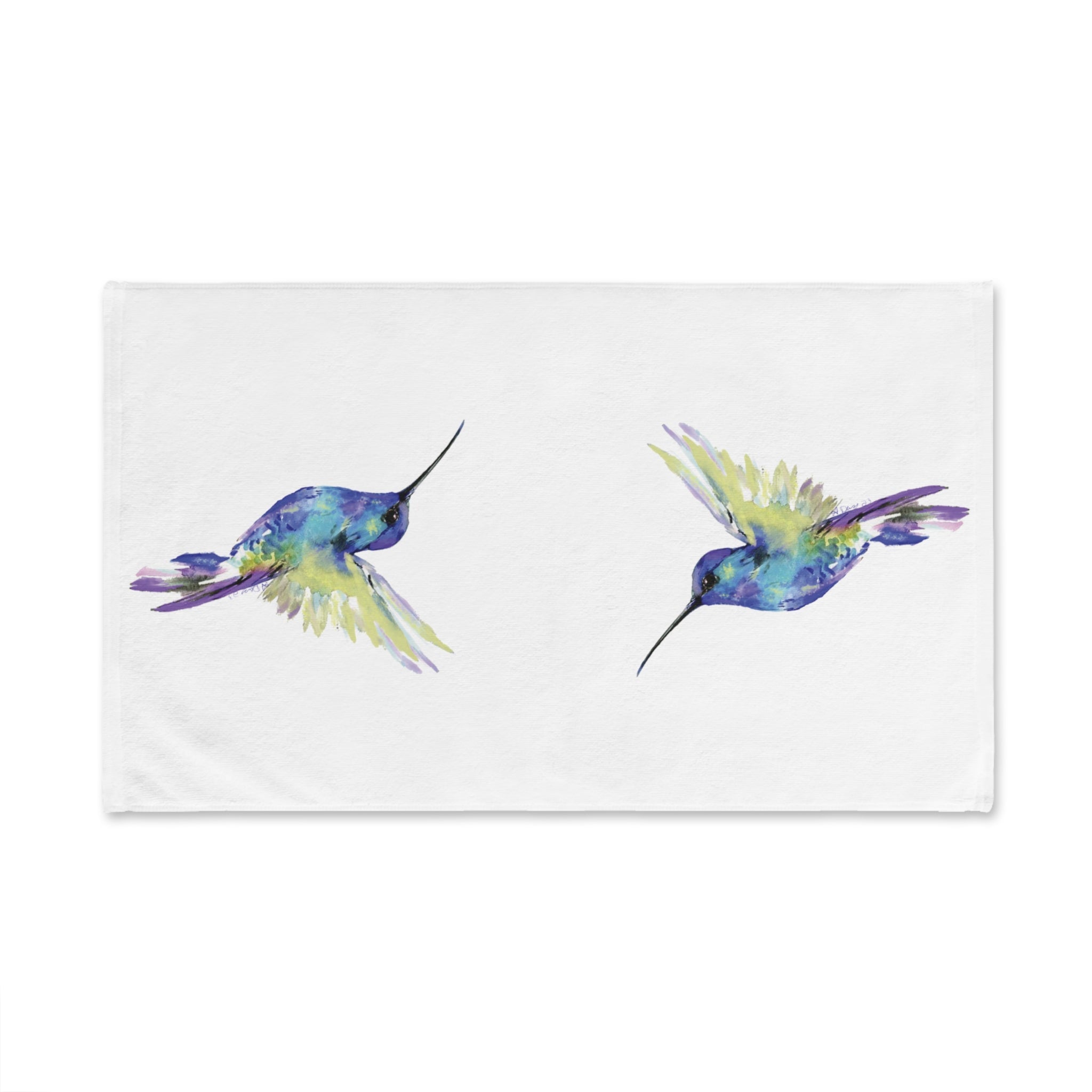 Hummingbird "Flossie" Polyester Cotton Hand Towel - Blue Cava