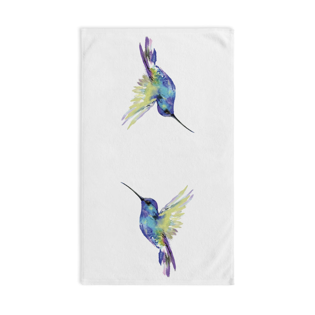 Hummingbird "Flossie" Polyester Cotton Hand Towel - Blue Cava