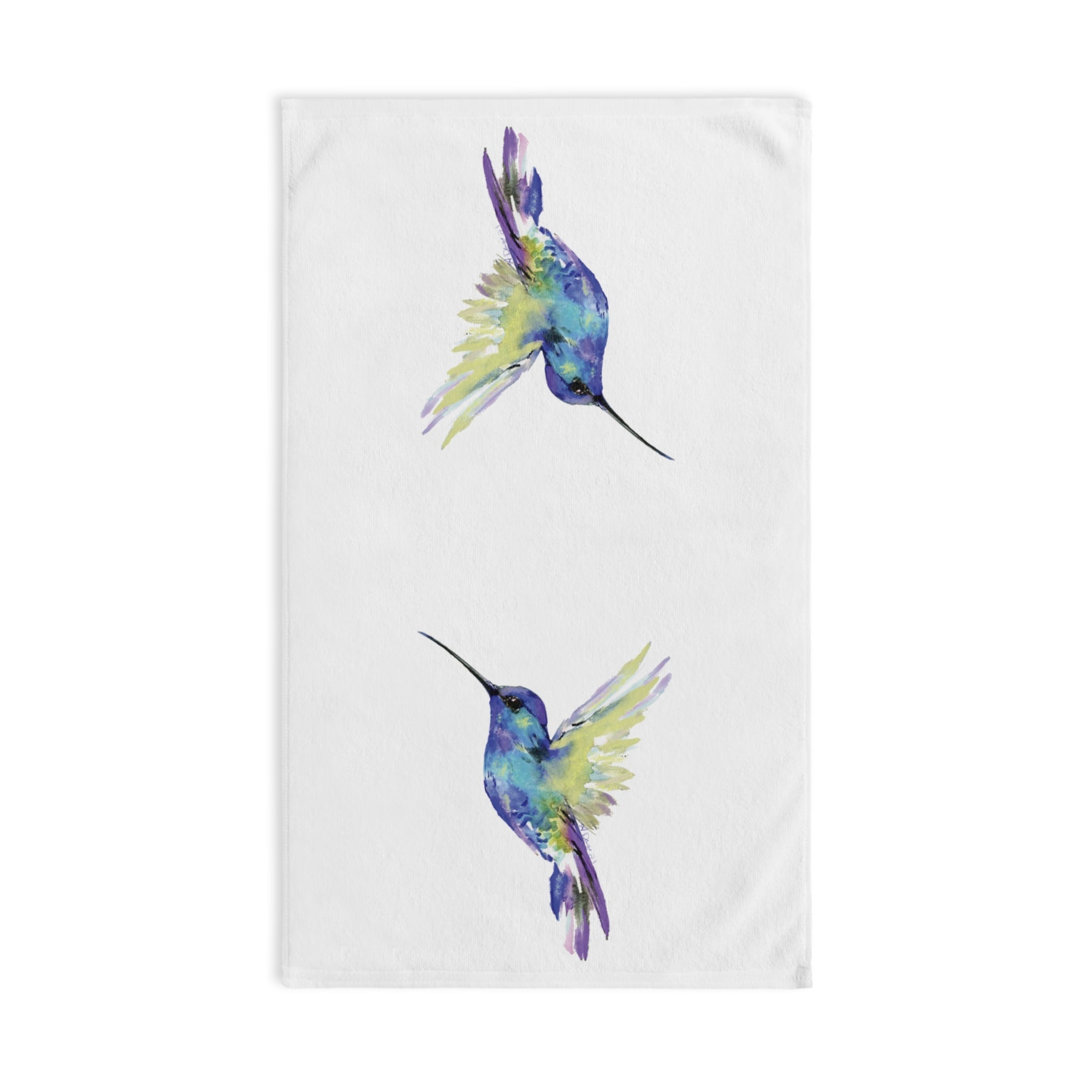Hummingbird "Flossie" Polyester Cotton Hand Towel - Blue Cava