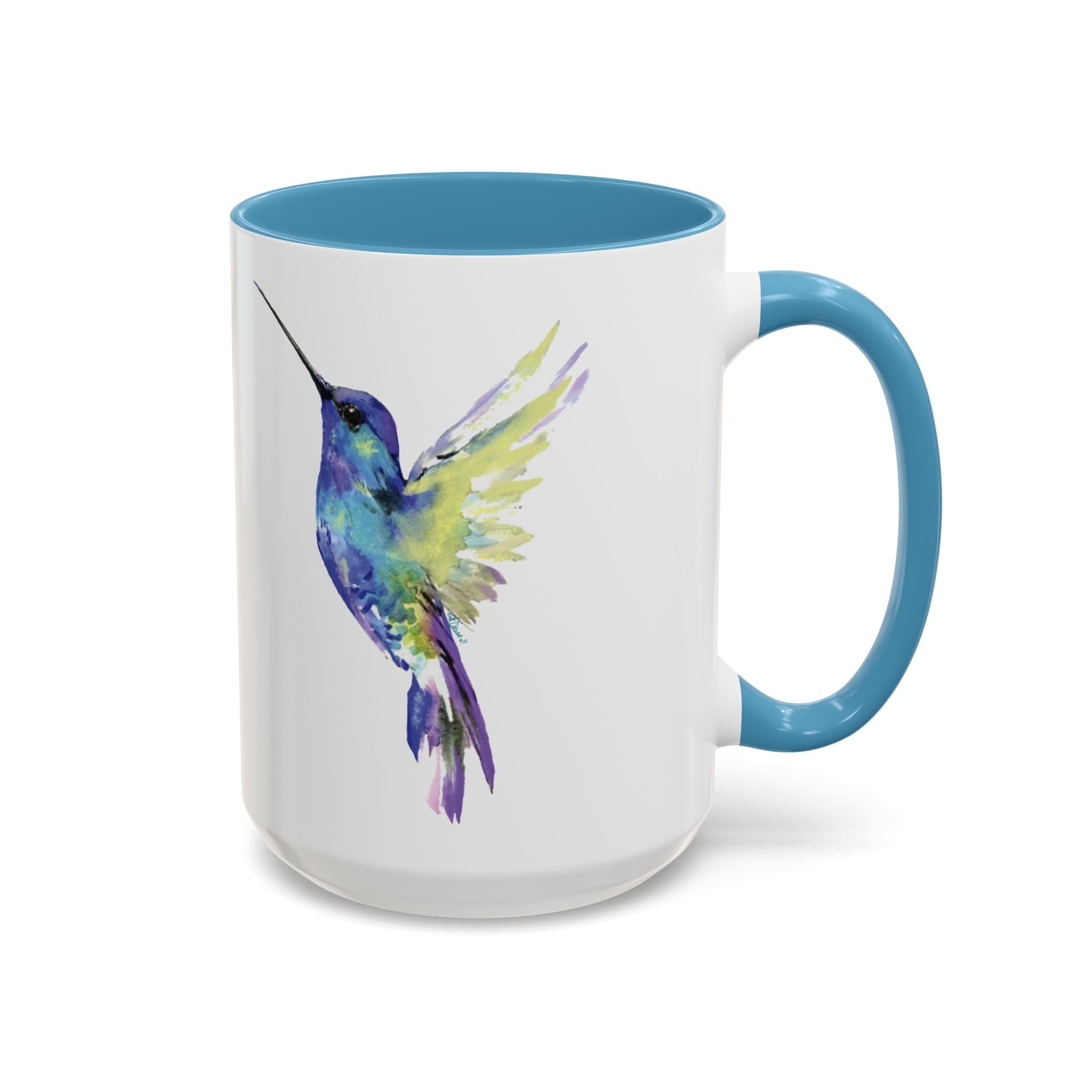 Hummingbird "Flossie" Two Tone Ceramic Coffee Mugs - Blue Cava