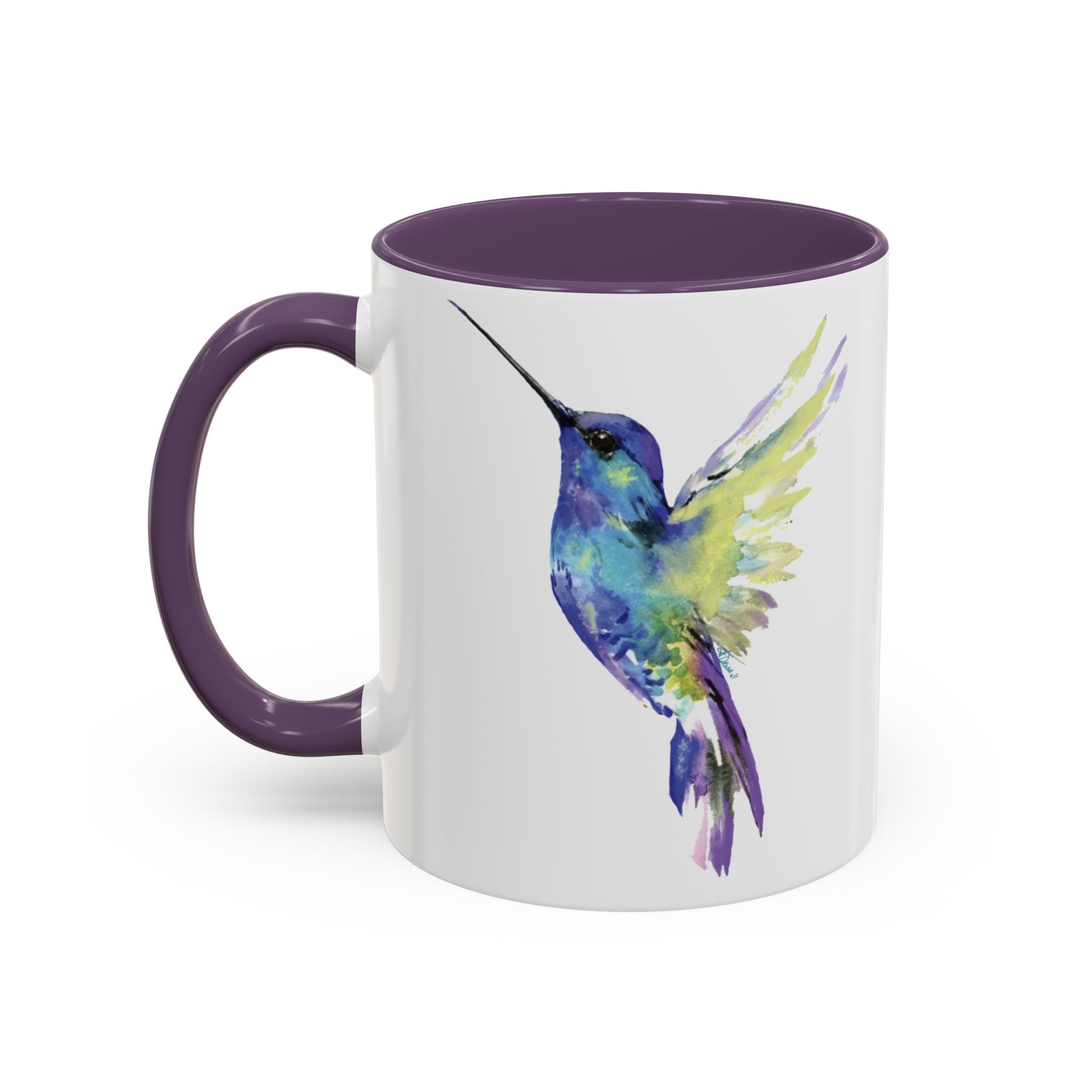 Hummingbird "Flossie" Two Tone Ceramic Coffee Mugs - Blue Cava