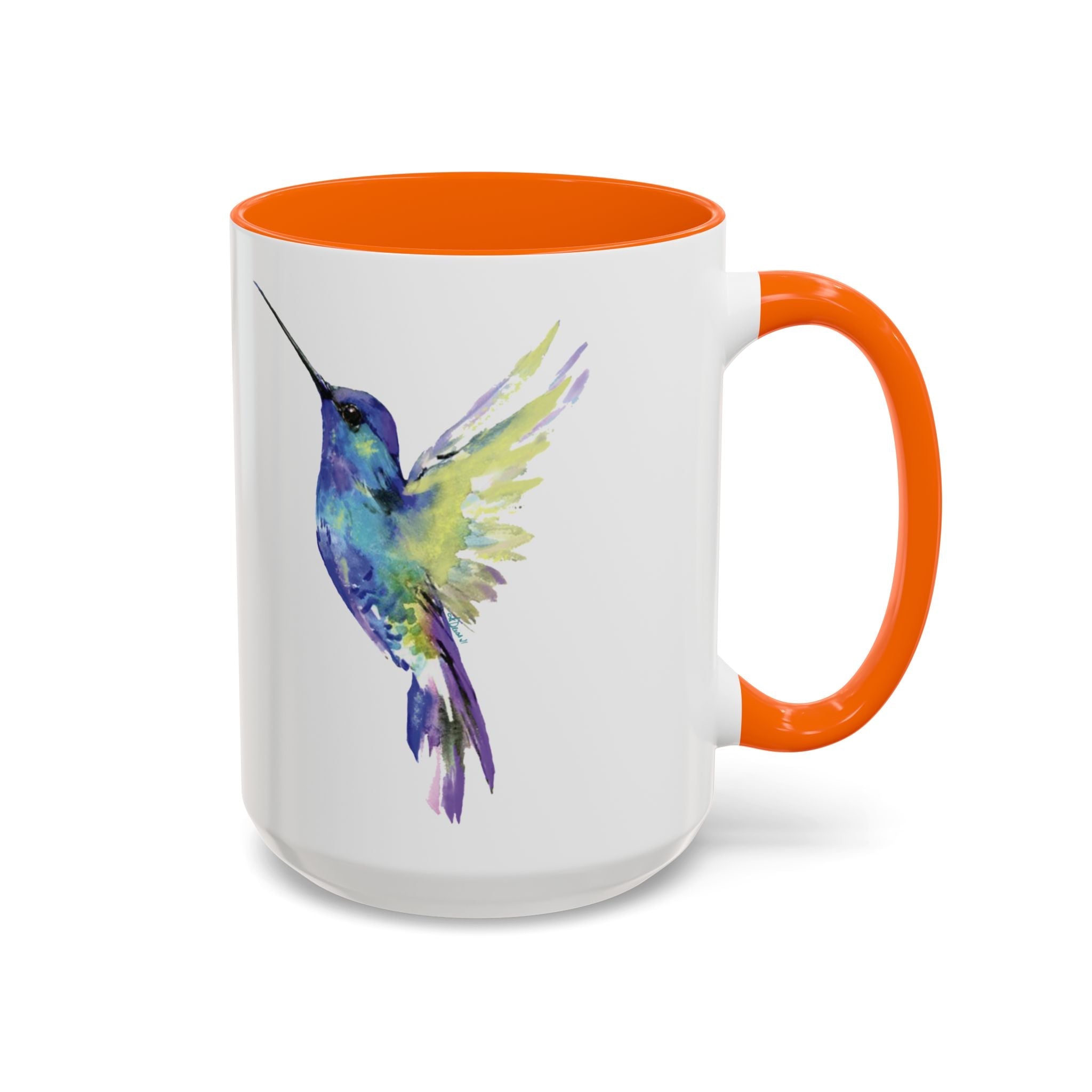 Hummingbird "Flossie" Two Tone Ceramic Coffee Mugs - Blue Cava
