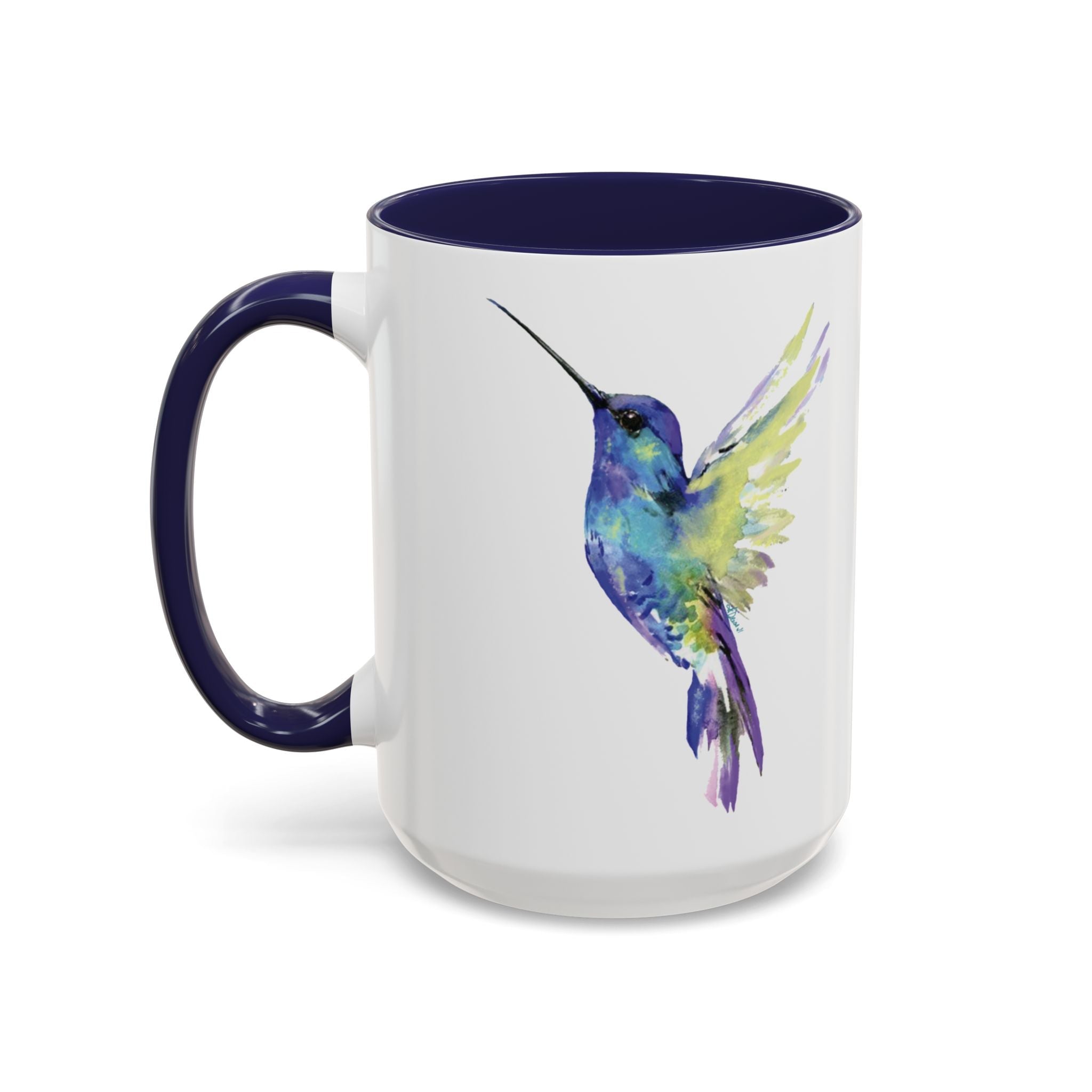 Hummingbird "Flossie" Two Tone Ceramic Coffee Mugs - Blue Cava