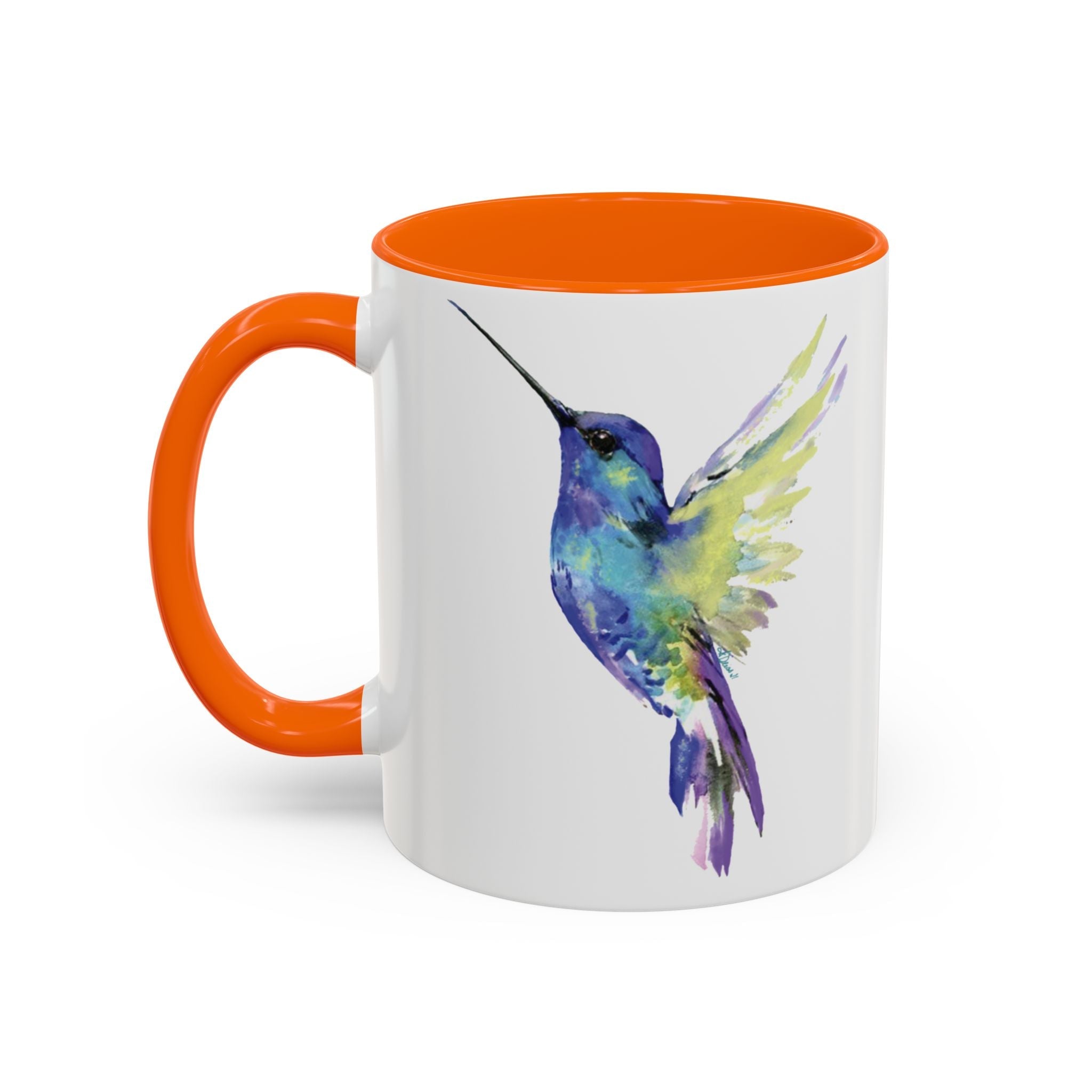 Hummingbird "Flossie" Two Tone Ceramic Coffee Mugs - Blue Cava