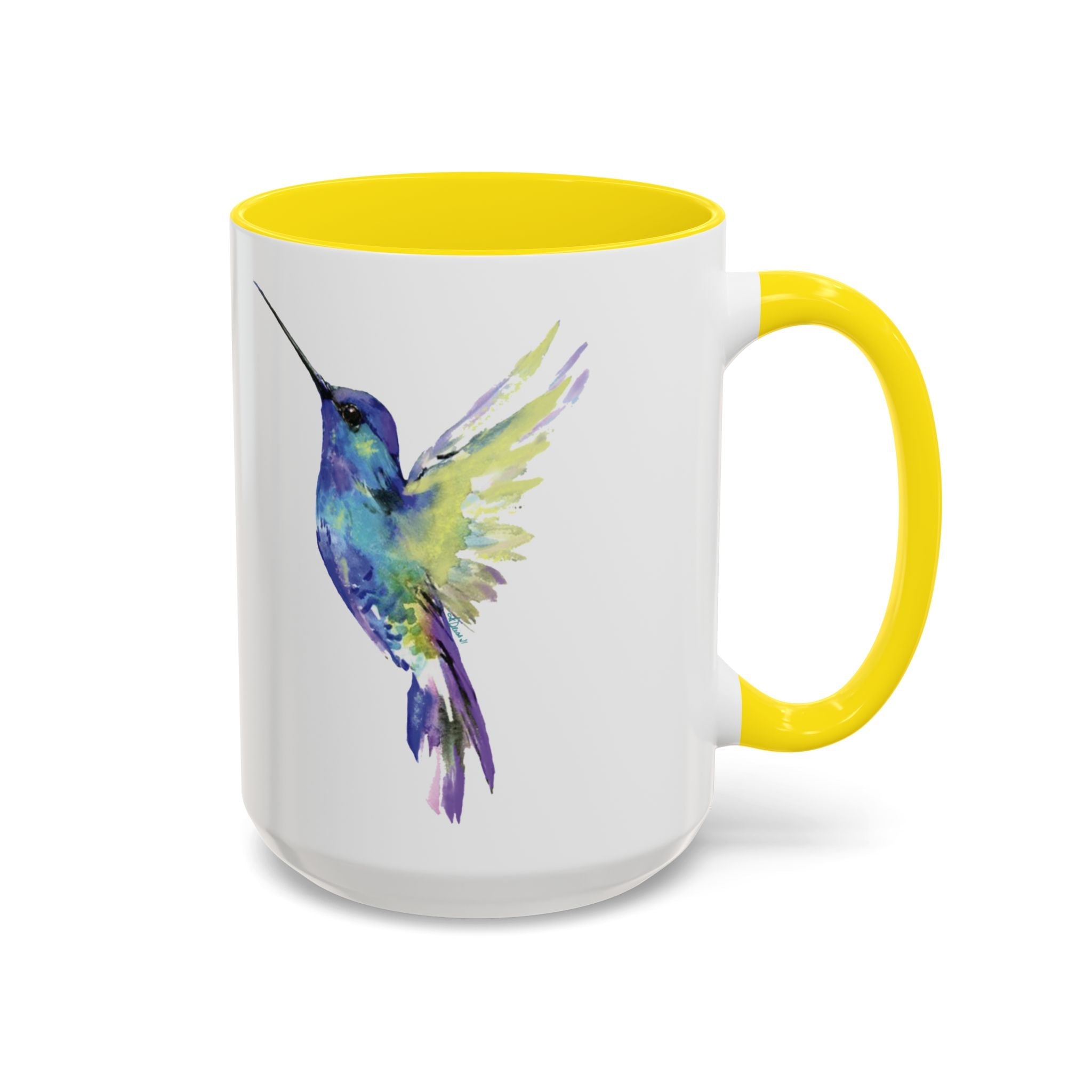 Hummingbird "Flossie" Two Tone Ceramic Coffee Mugs - Blue Cava