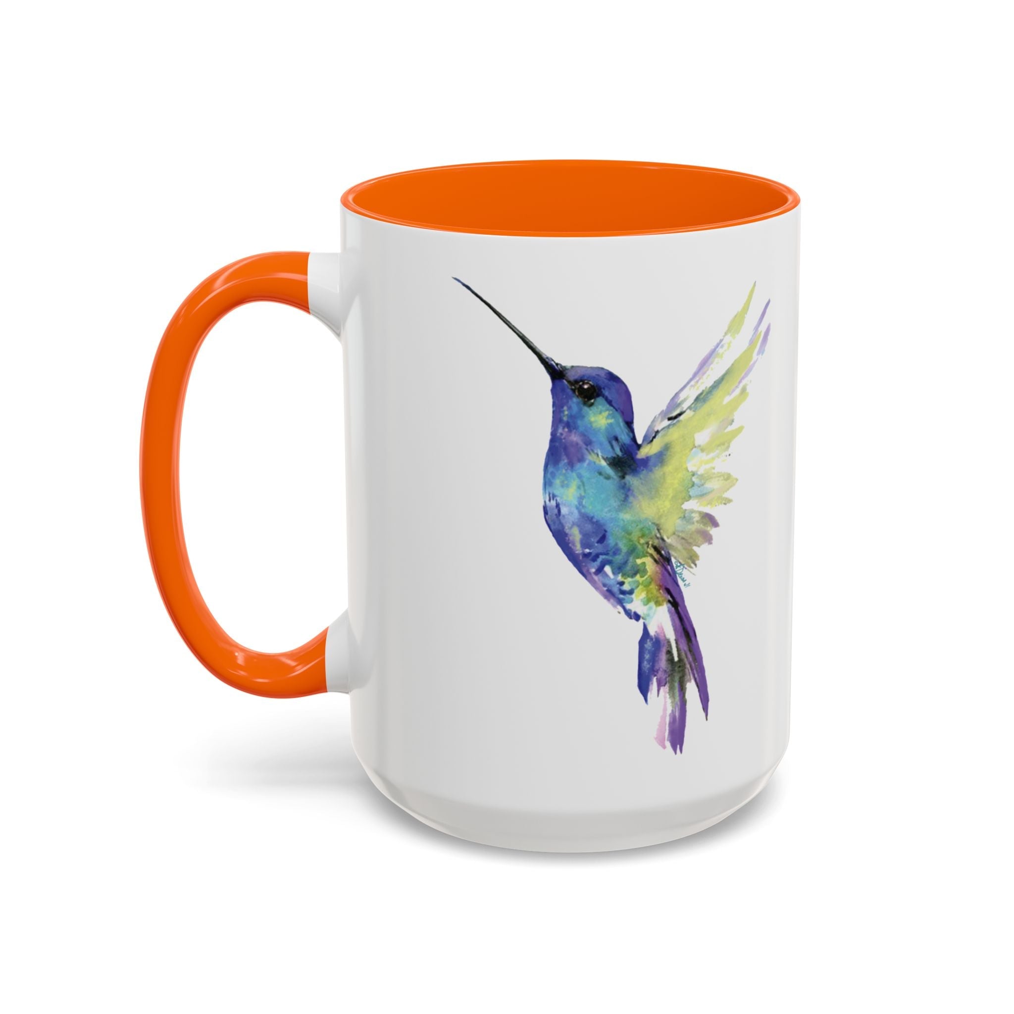 Hummingbird "Flossie" Two Tone Ceramic Coffee Mugs - Blue Cava