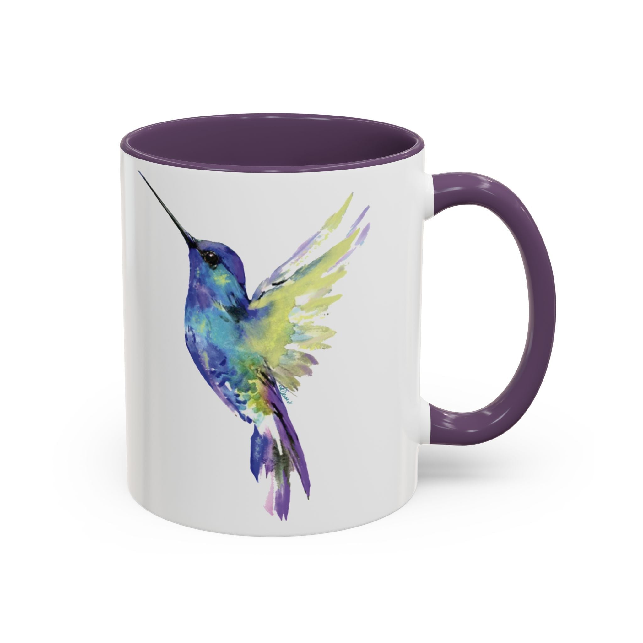 Hummingbird "Flossie" Two Tone Ceramic Coffee Mugs - Blue Cava