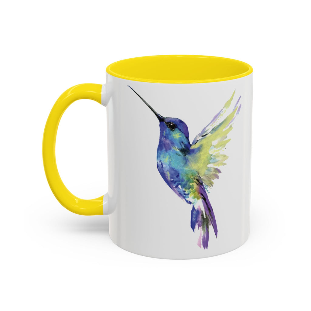 Hummingbird "Flossie" Two Tone Ceramic Coffee Mugs - Blue Cava