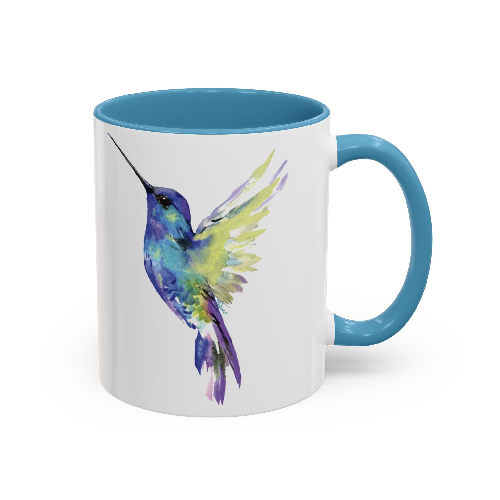 Hummingbird "Flossie" Two Tone Ceramic Coffee Mugs - Blue Cava
