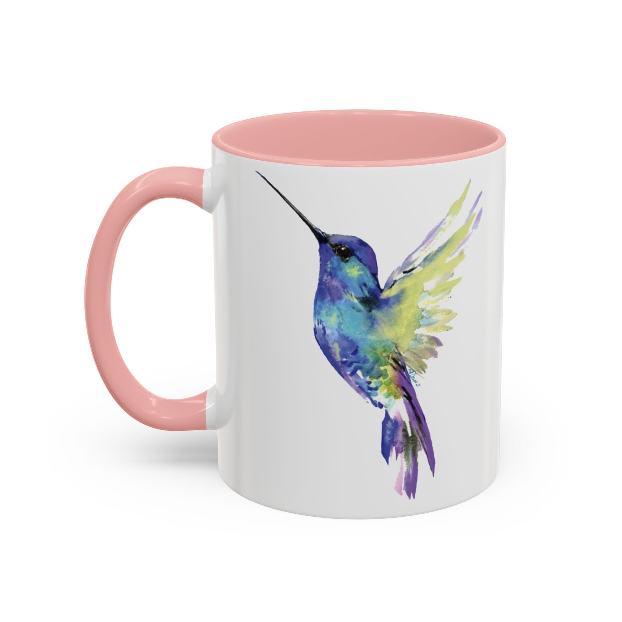 Hummingbird "Flossie" Two Tone Ceramic Coffee Mugs - Blue Cava