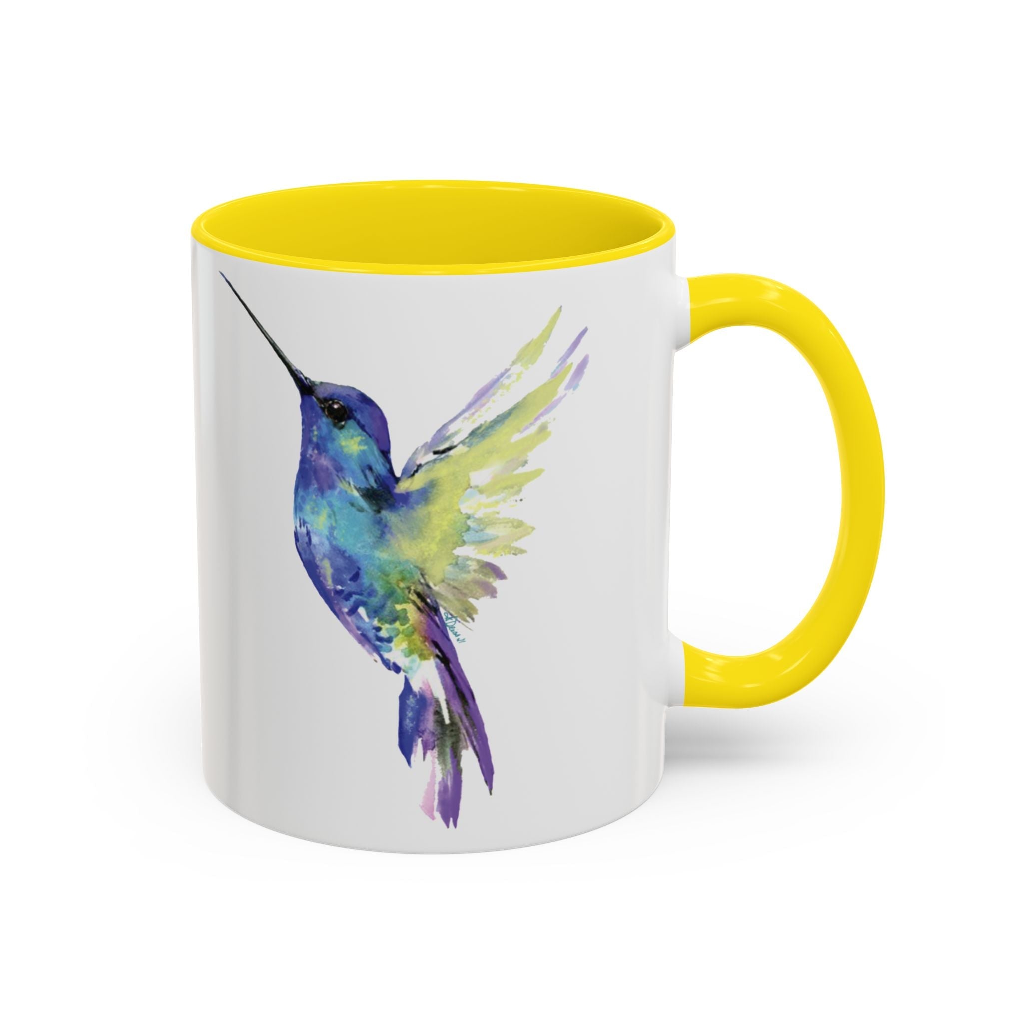 Hummingbird "Flossie" Two Tone Ceramic Coffee Mugs - Blue Cava