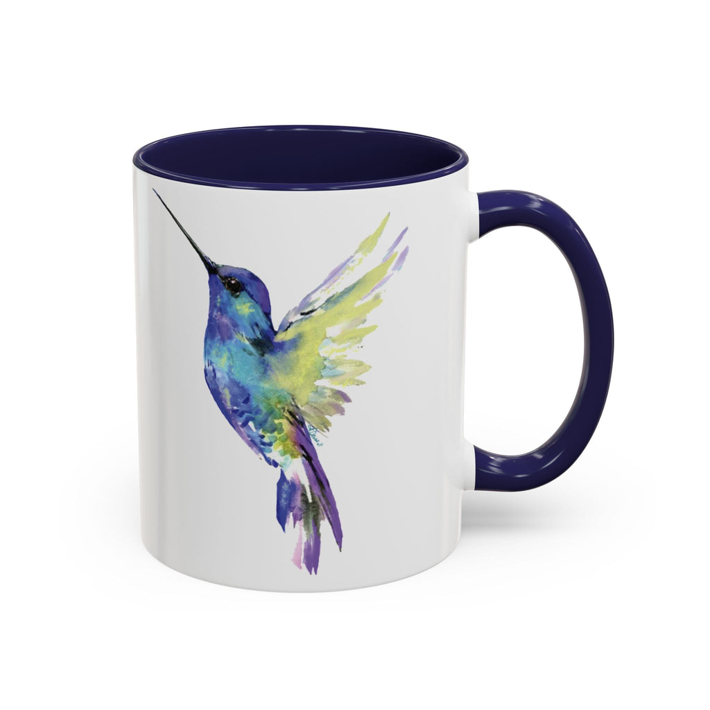 Hummingbird "Flossie" Two Tone Ceramic Coffee Mugs - Blue Cava