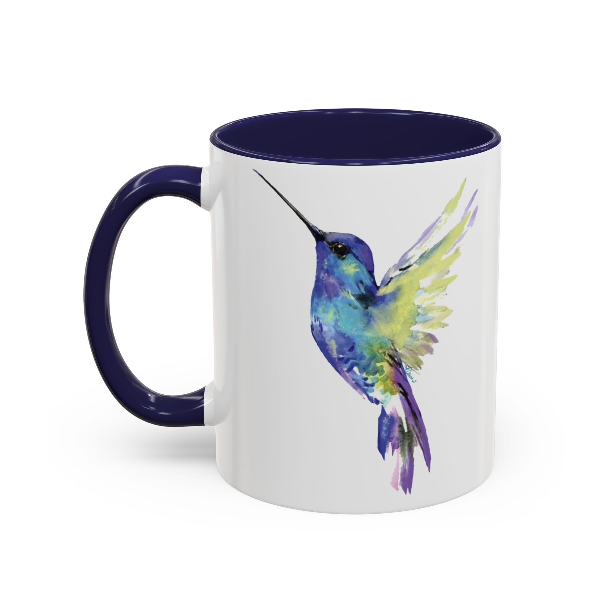 Hummingbird "Flossie" Two Tone Ceramic Coffee Mugs - Blue Cava