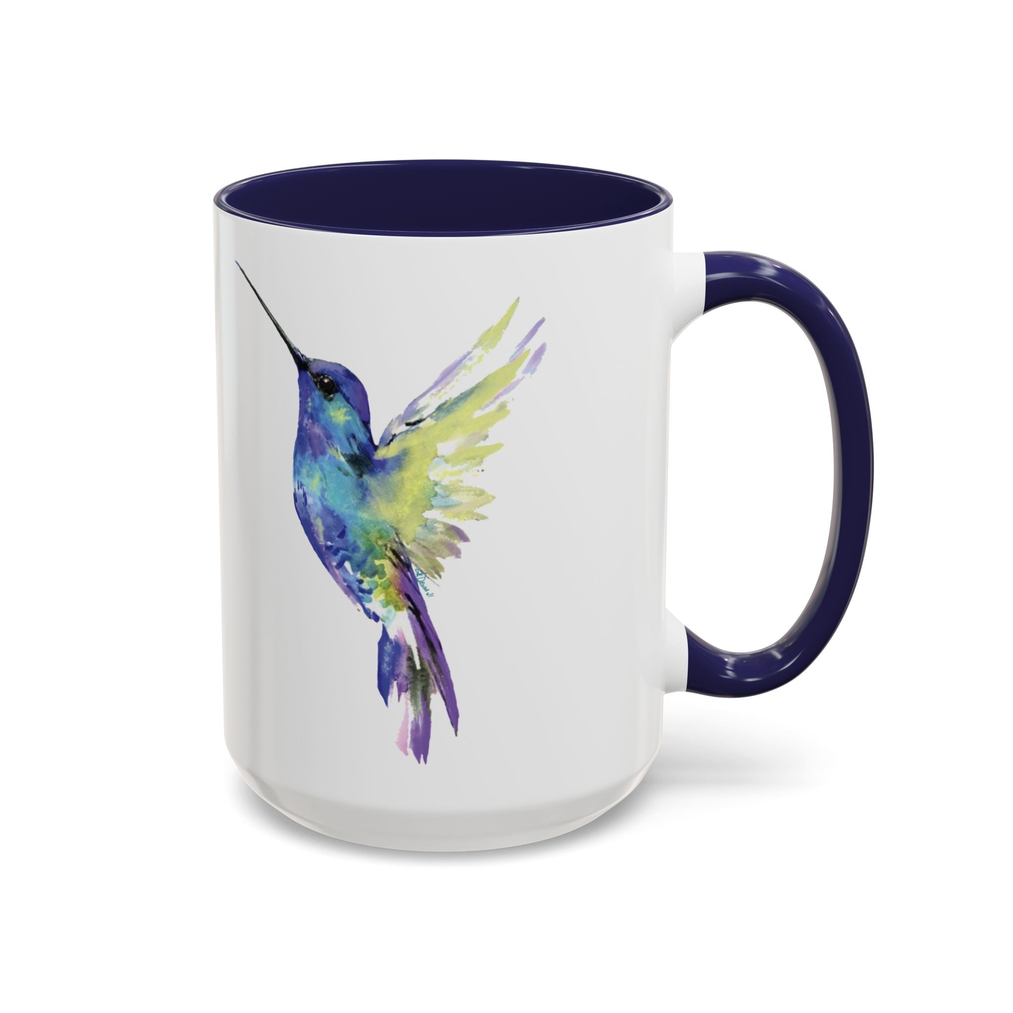Hummingbird "Flossie" Two Tone Ceramic Coffee Mugs - Blue Cava