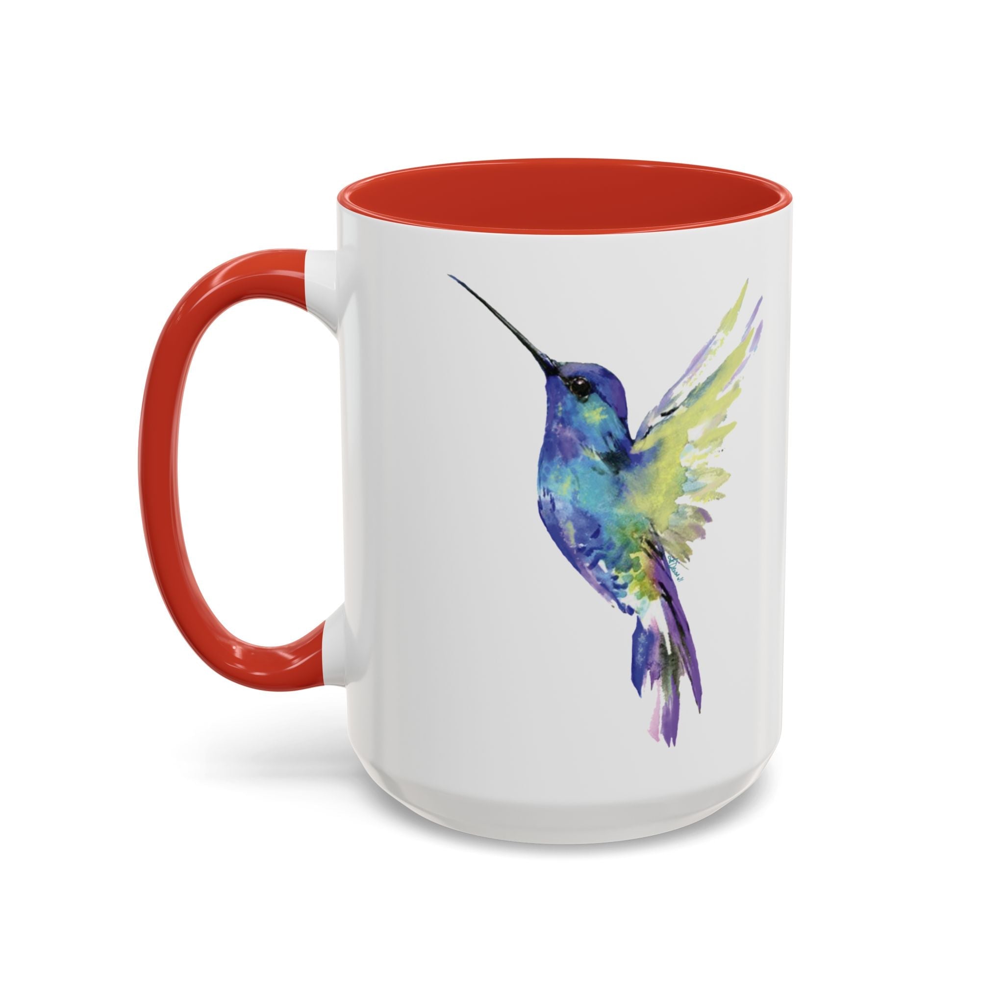 Hummingbird "Flossie" Two Tone Ceramic Coffee Mugs - Blue Cava