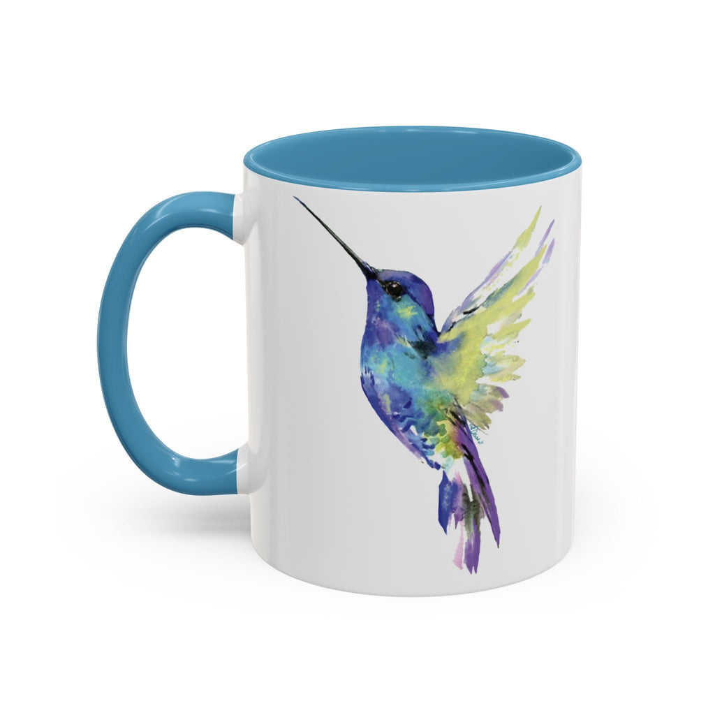 Hummingbird "Flossie" Two Tone Ceramic Coffee Mugs - Blue Cava