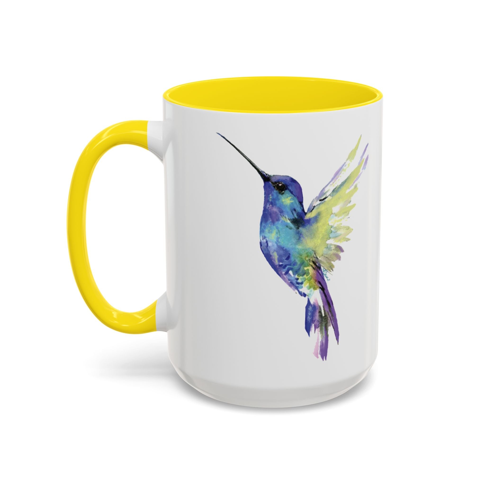 Hummingbird "Flossie" Two Tone Ceramic Coffee Mugs - Blue Cava