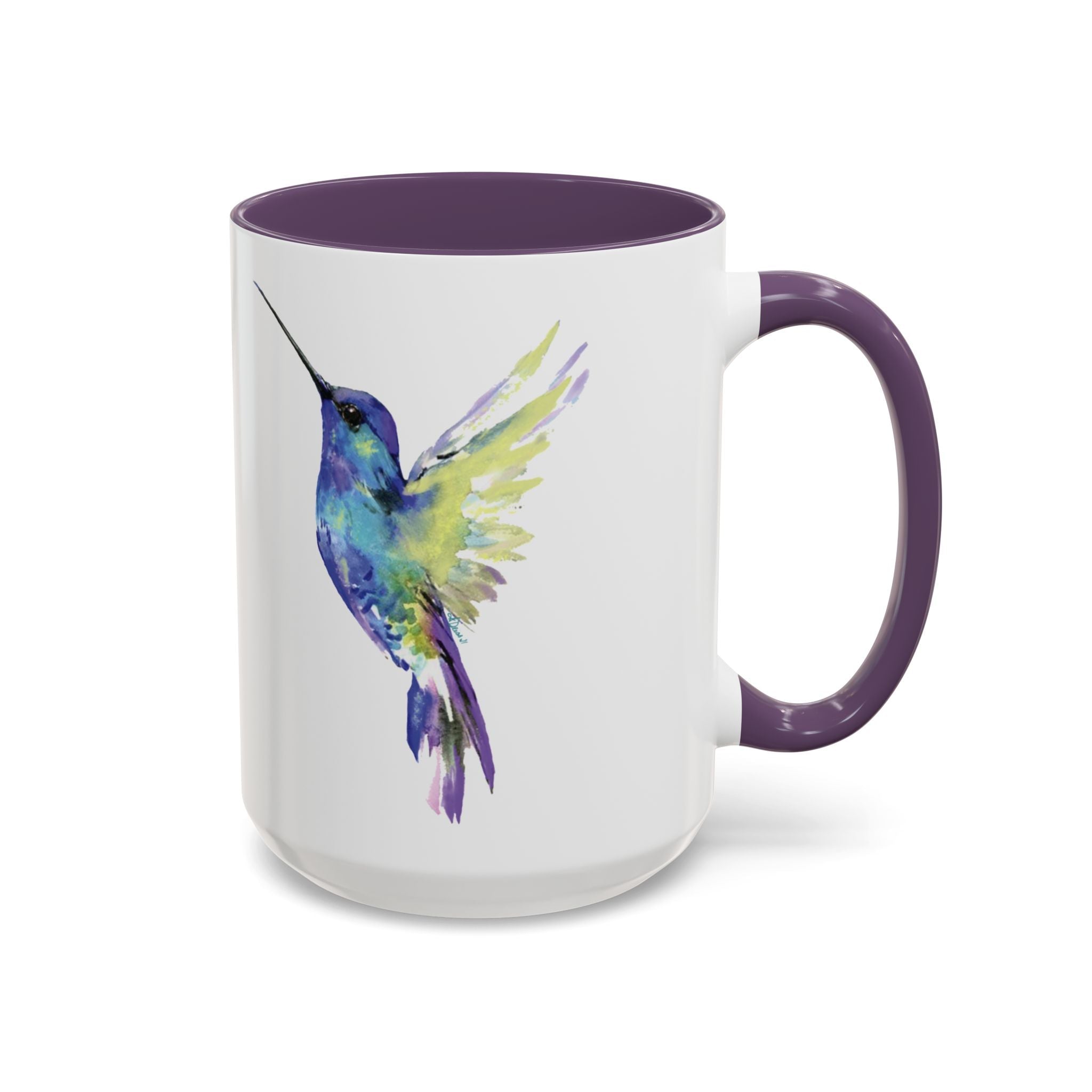 Hummingbird "Flossie" Two Tone Ceramic Coffee Mugs - Blue Cava