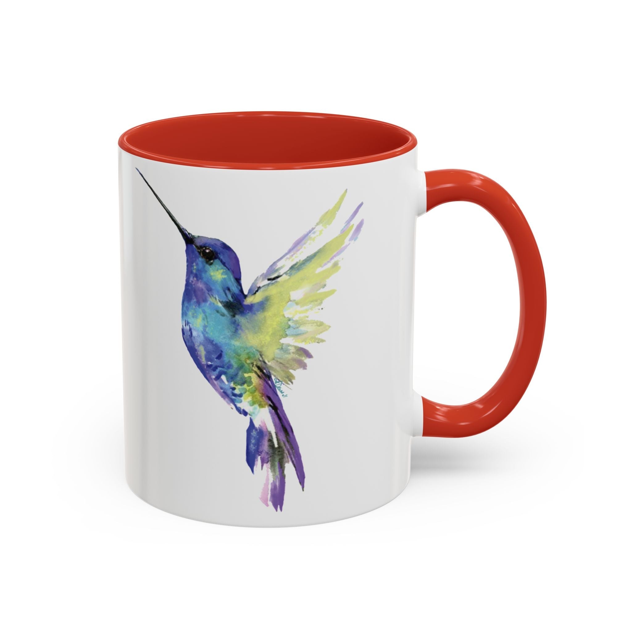 Hummingbird "Flossie" Two Tone Ceramic Coffee Mugs - Blue Cava