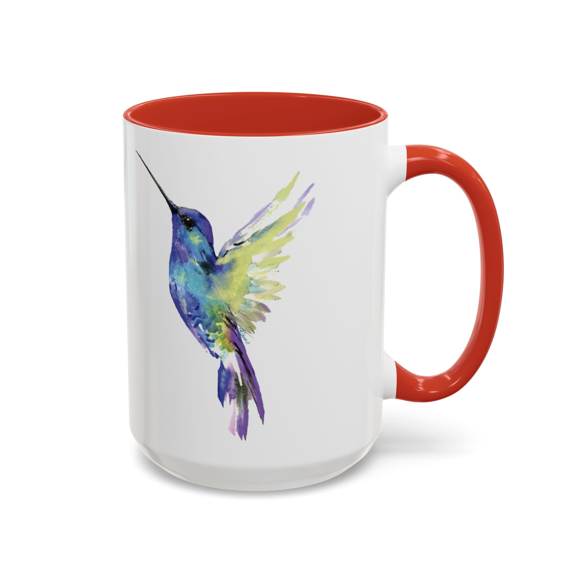 Hummingbird "Flossie" Two Tone Ceramic Coffee Mugs - Blue Cava