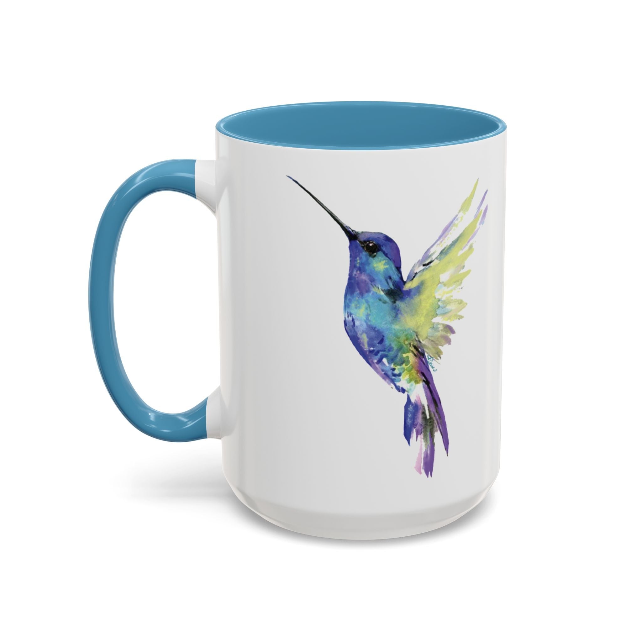 Hummingbird "Flossie" Two Tone Ceramic Coffee Mugs - Blue Cava