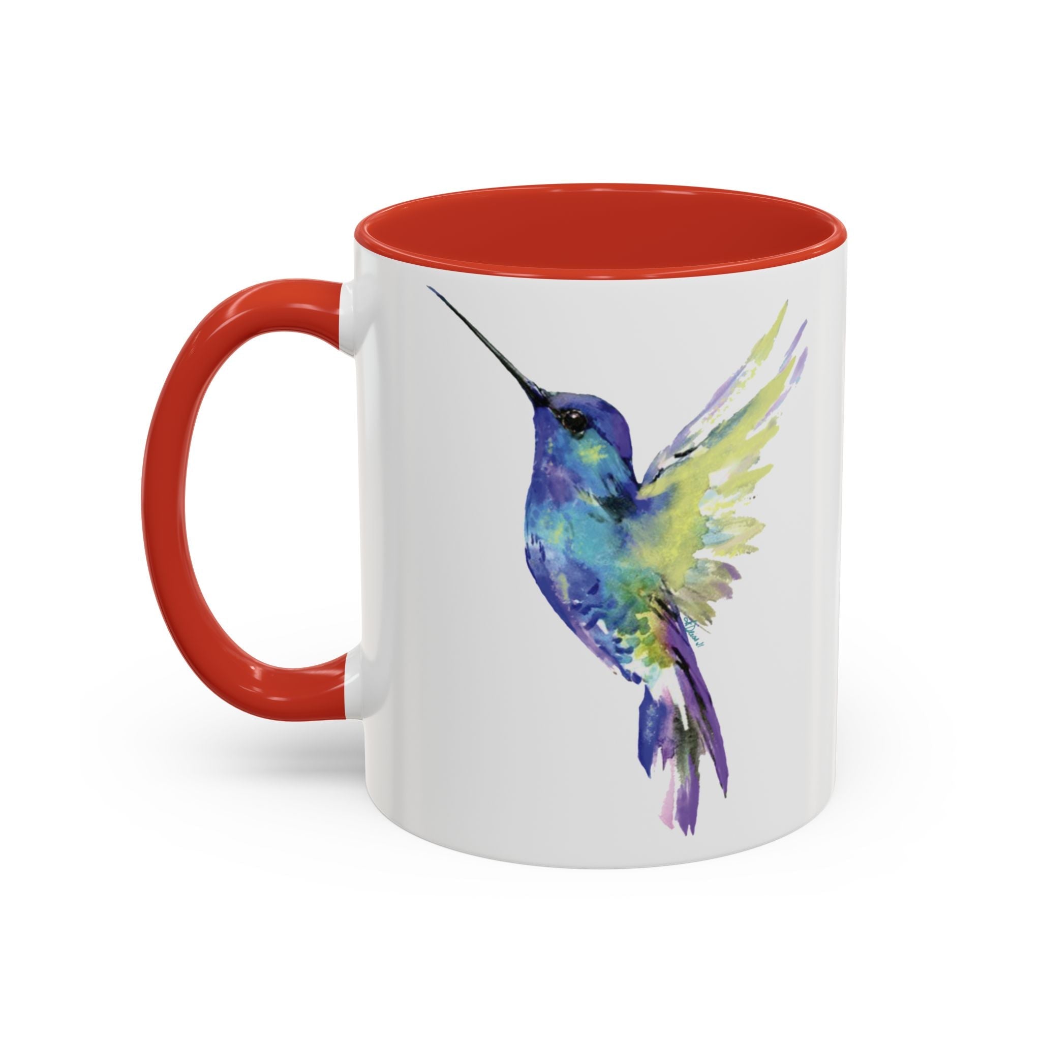 Hummingbird "Flossie" Two Tone Ceramic Coffee Mugs - Blue Cava