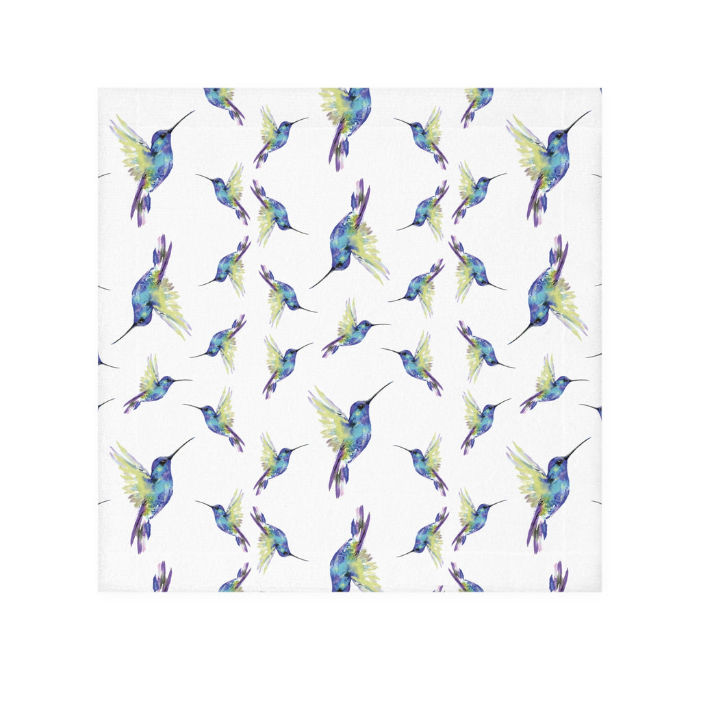 Hummingbird Watercolor Washcloth Towel - Blue Cava