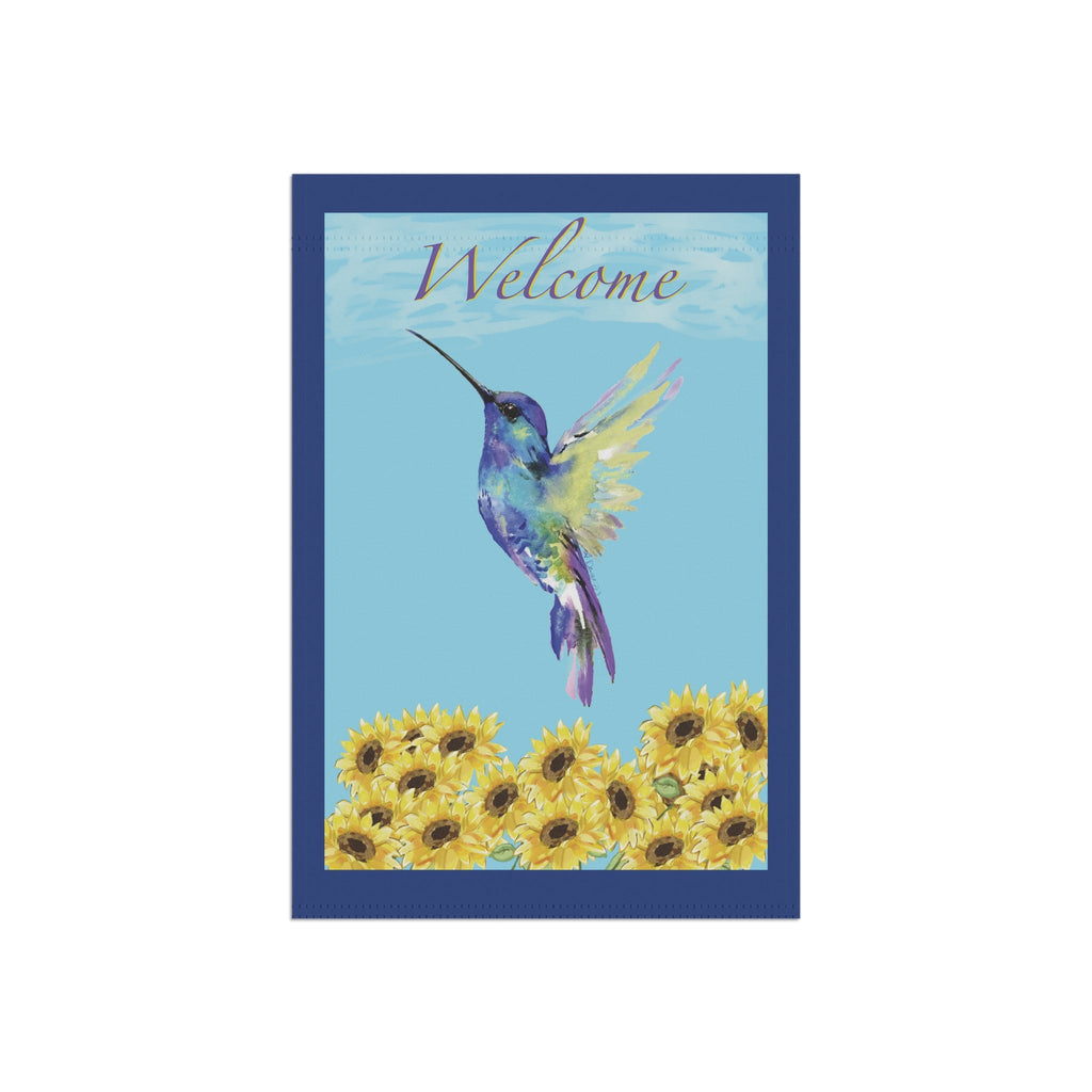 Hummingbird Welcome Garden Flag - Blue Cava