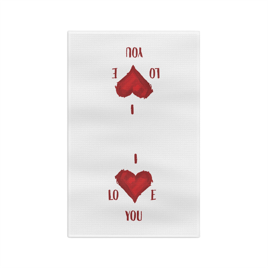 I Love You Microfiber Waffle Kitchen Towel - Blue Cava