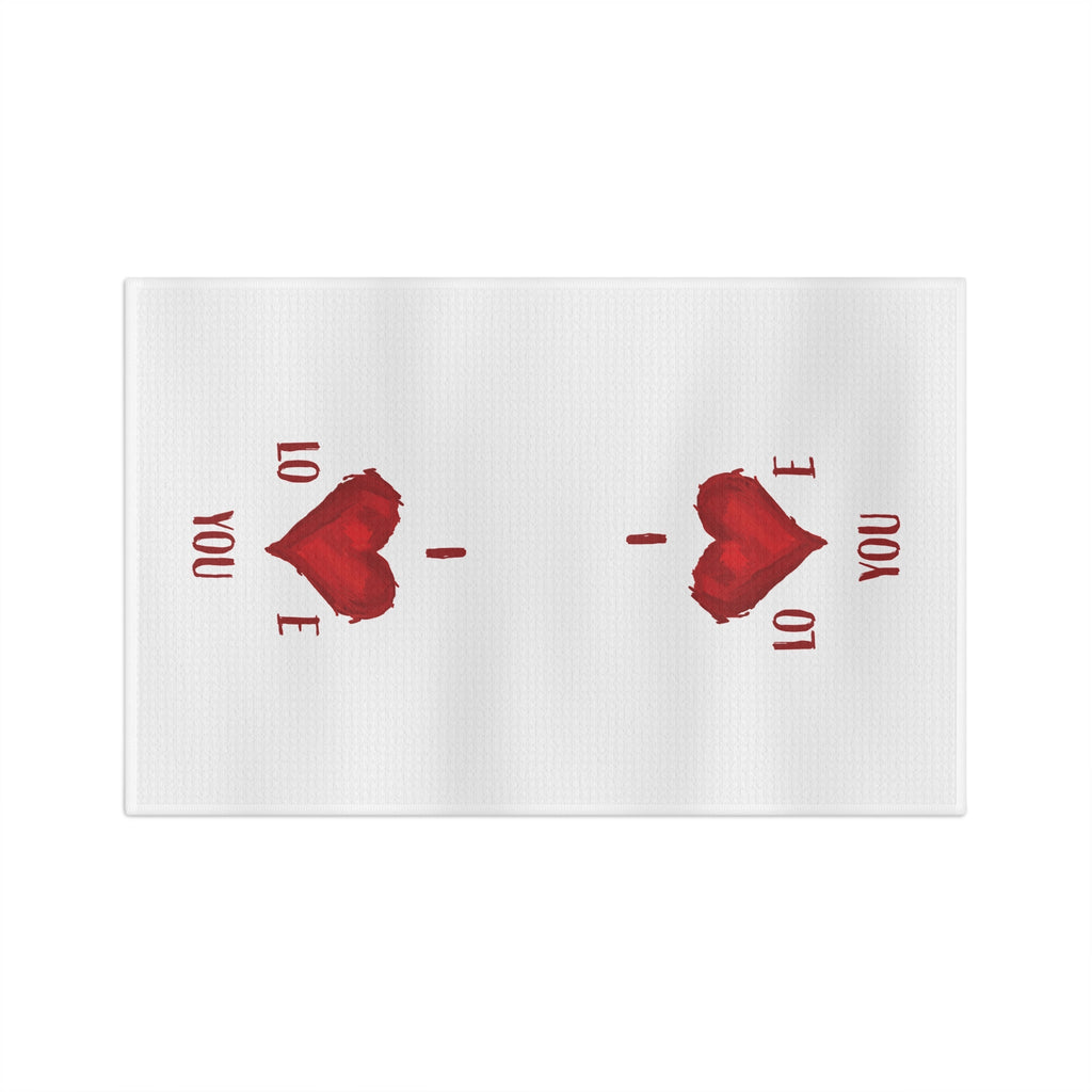 I Love You Microfiber Waffle Kitchen Towel - Blue Cava