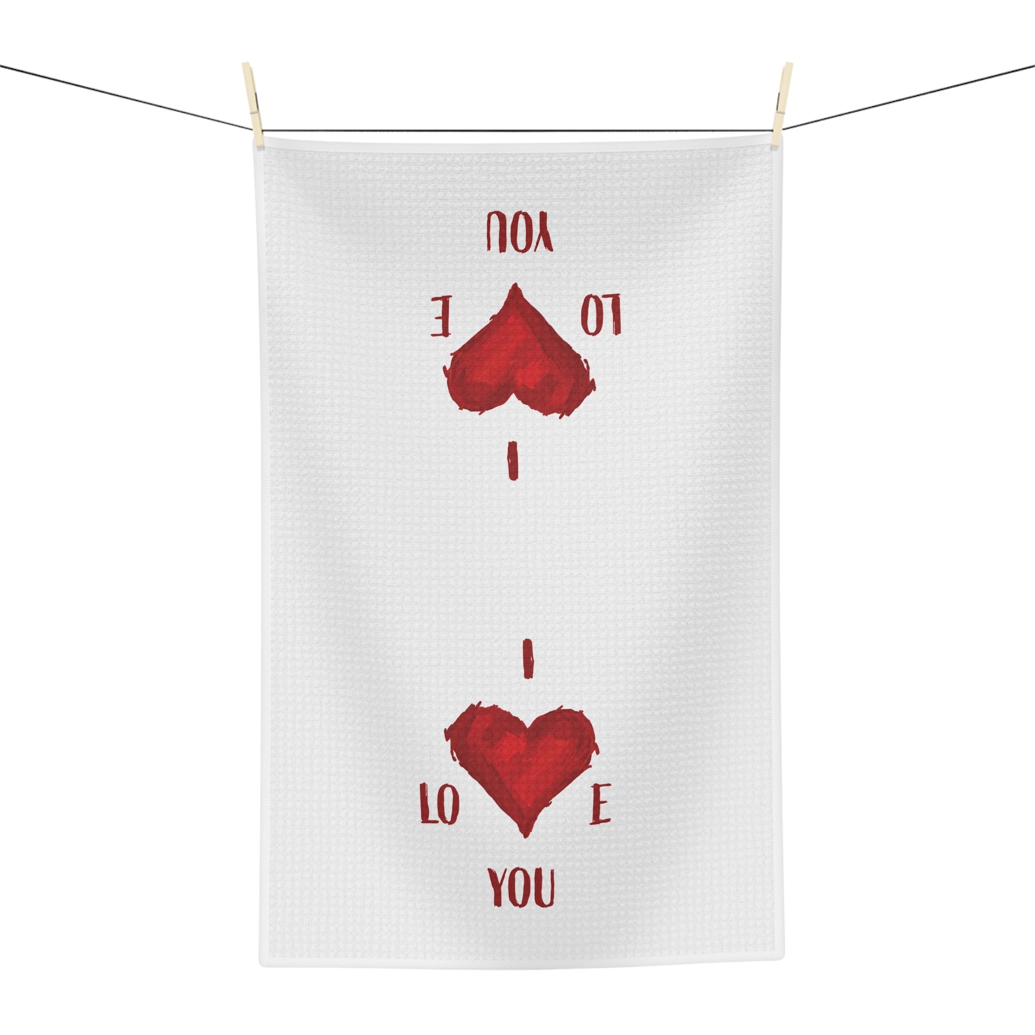I Love You Microfiber Waffle Kitchen Towel - Blue Cava