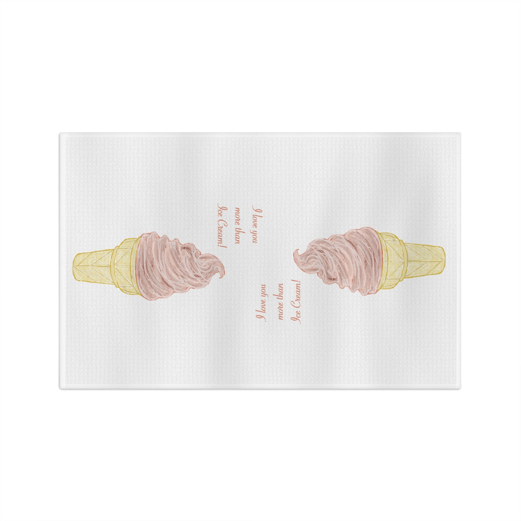 I Love You More Than Ice Cream Microfiber Waffle Kitchen Towel - Blue Cava