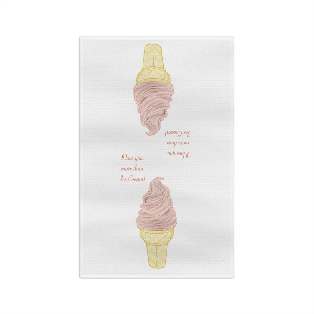 I Love You More Than Ice Cream Microfiber Waffle Kitchen Towel - Blue Cava