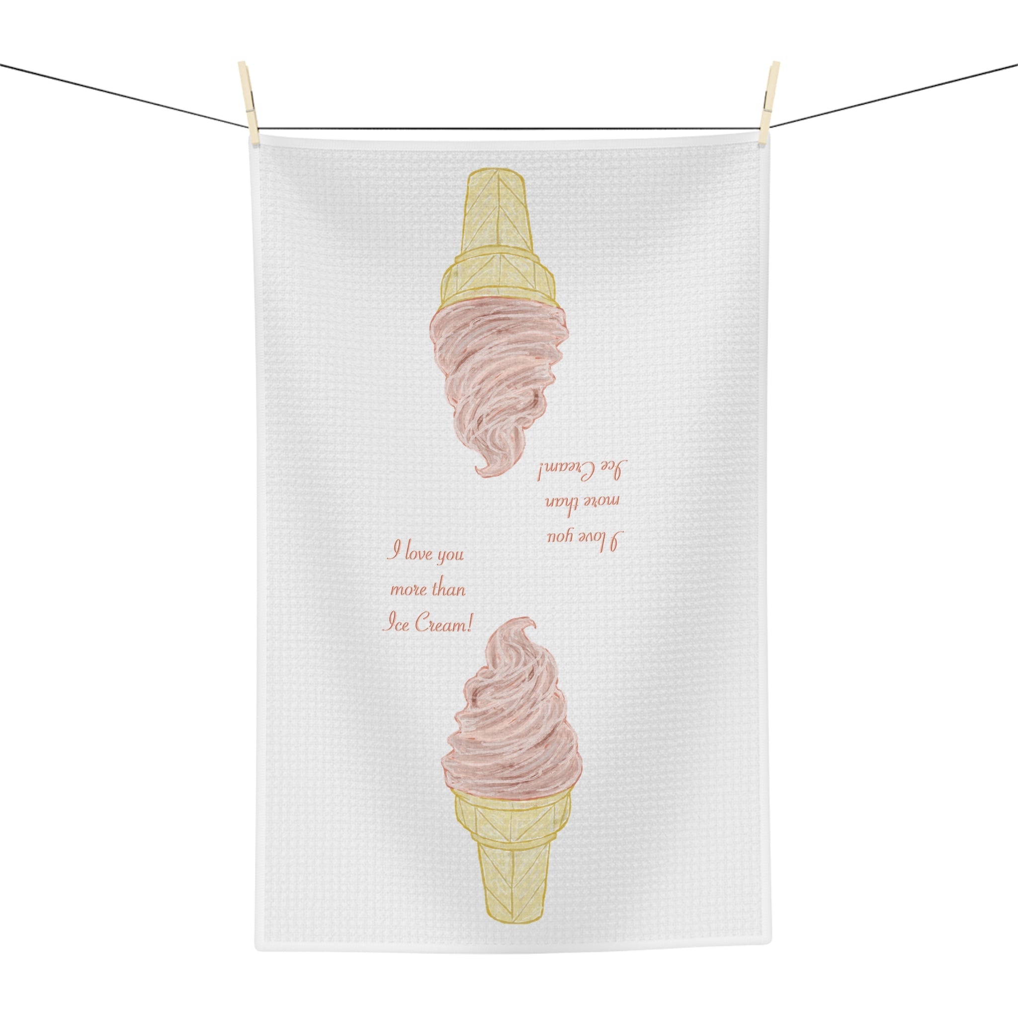 I Love You More Than Ice Cream Microfiber Waffle Kitchen Towel - Blue Cava