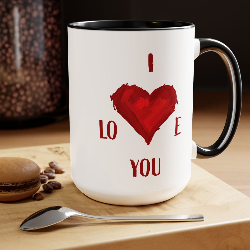 I Love You Two - Tone Ceramic Coffee Mugs - Blue Cava