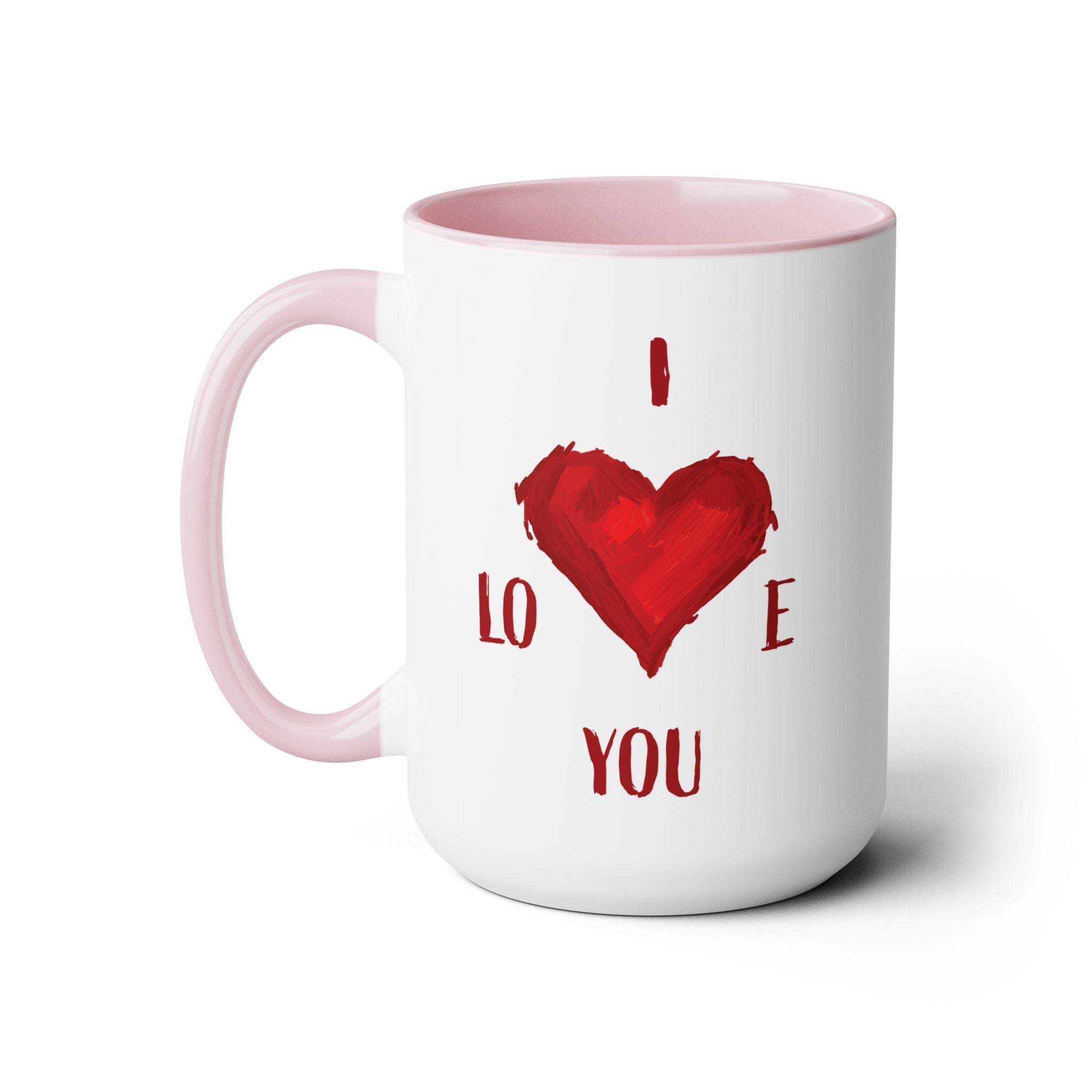 I Love You Two - Tone Ceramic Coffee Mugs - Blue Cava