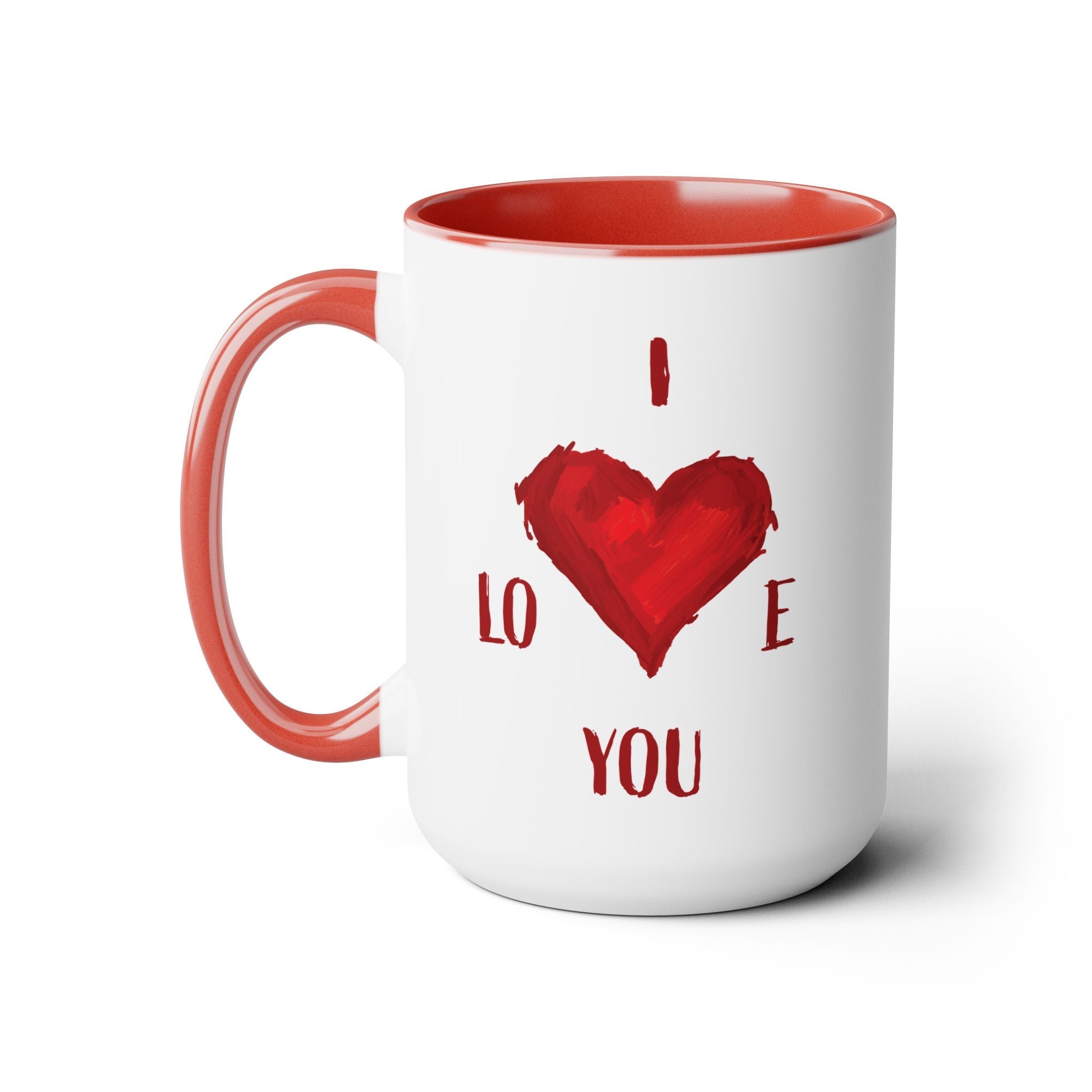 I Love You Two - Tone Ceramic Coffee Mugs - Blue Cava