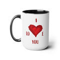 I Love You Two - Tone Ceramic Coffee Mugs - Blue Cava