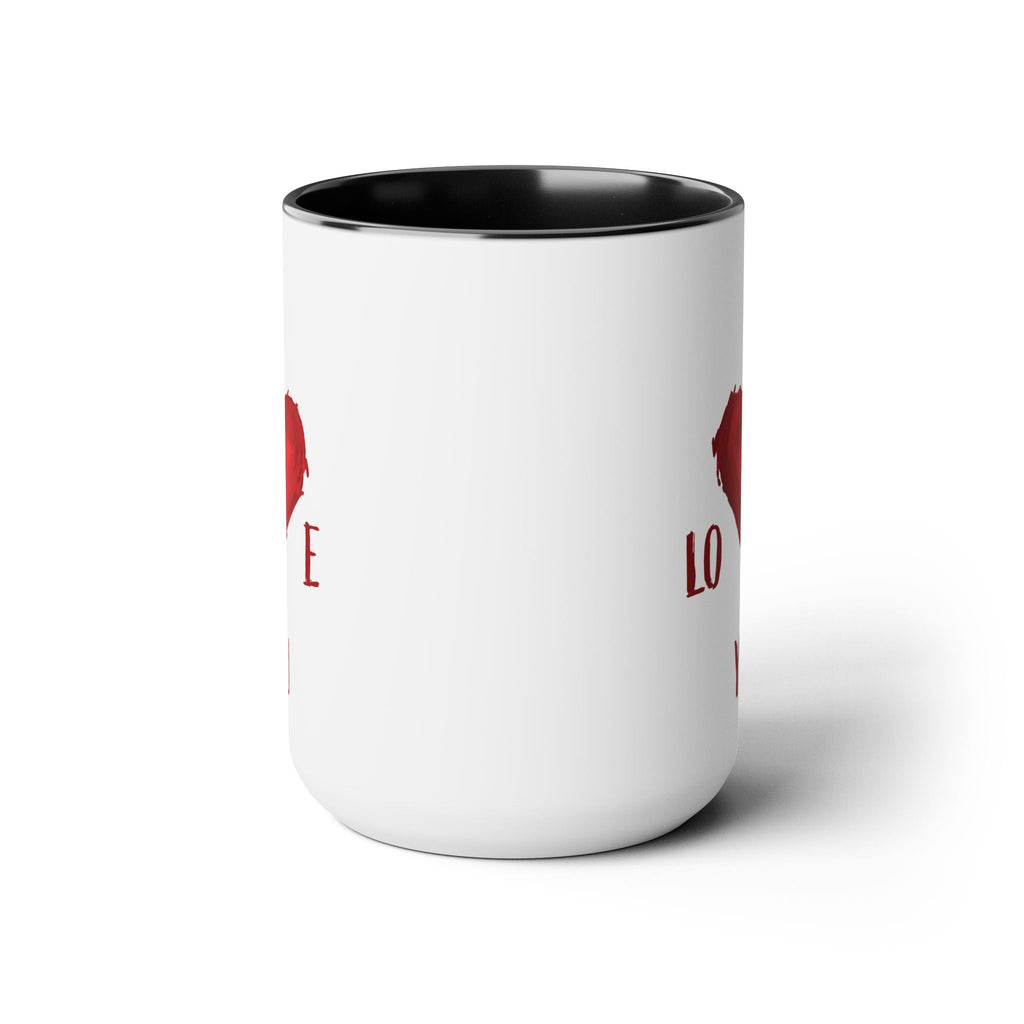 I Love You Two - Tone Ceramic Coffee Mugs - Blue Cava
