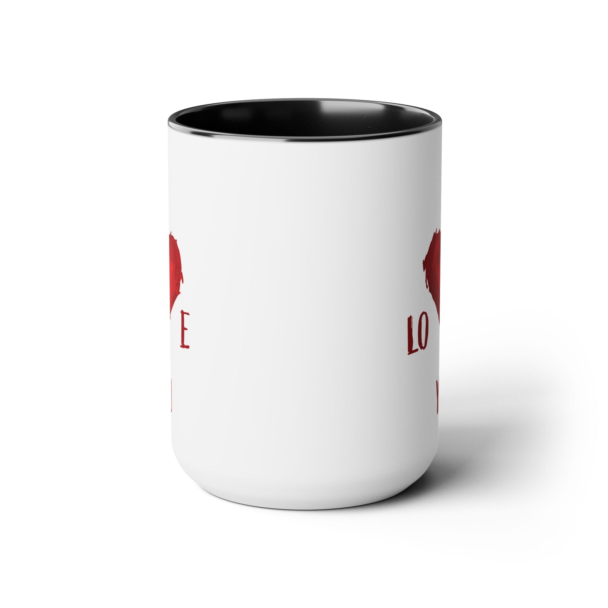I Love You Two - Tone Ceramic Coffee Mugs - Blue Cava