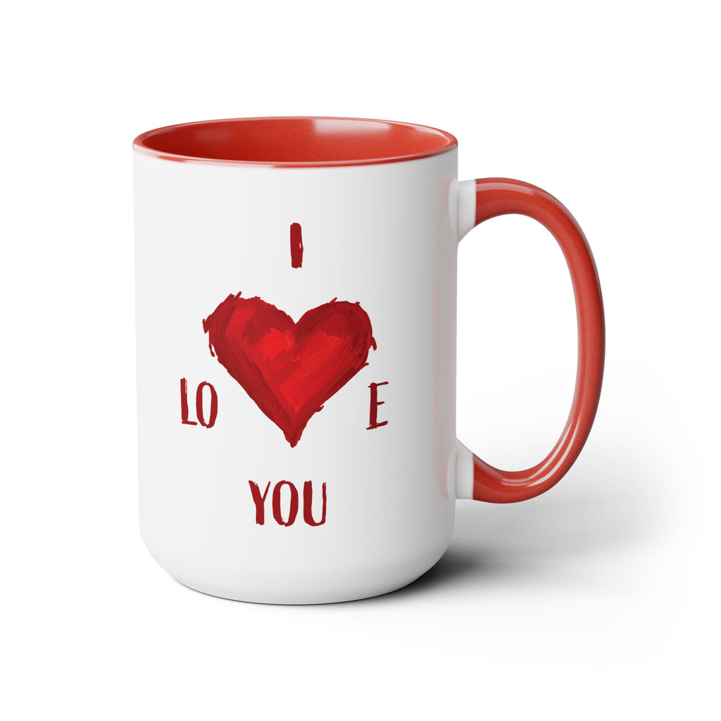 I Love You Two - Tone Ceramic Coffee Mugs - Blue Cava