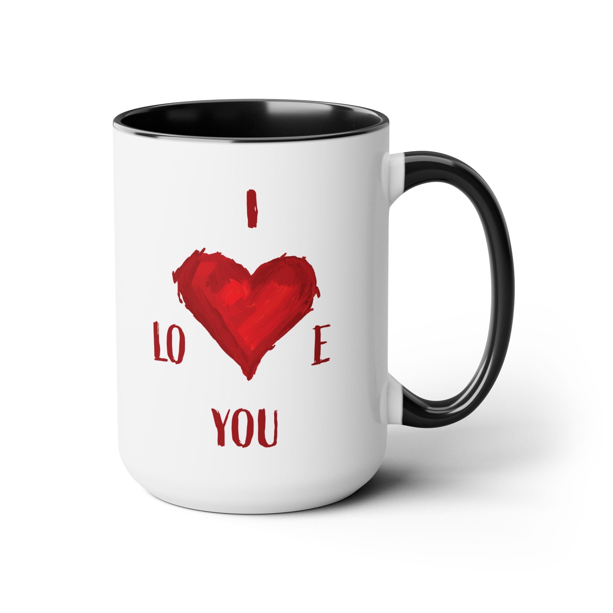 I Love You Two - Tone Ceramic Coffee Mugs - Blue Cava