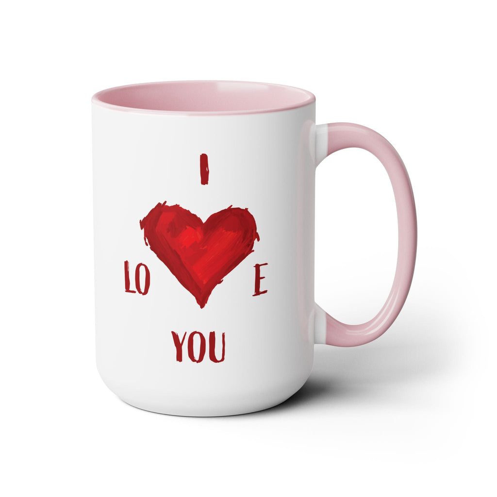 I Love You Two - Tone Ceramic Coffee Mugs - Blue Cava