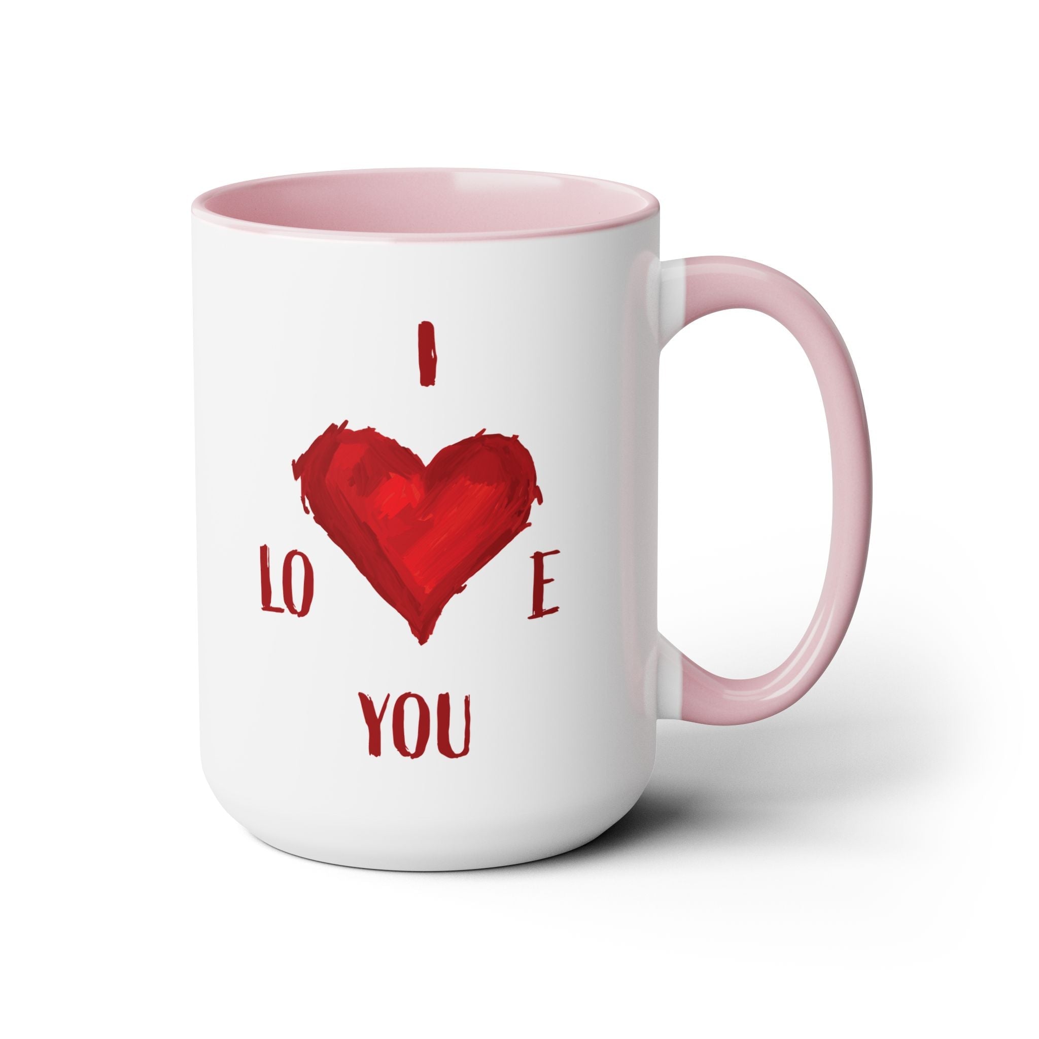 I Love You Two - Tone Ceramic Coffee Mugs - Blue Cava