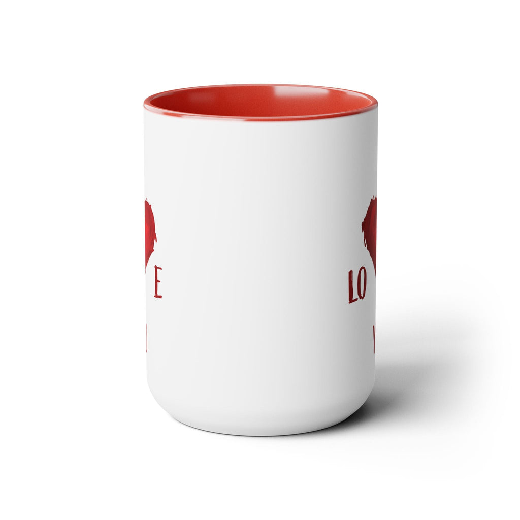 I Love You Two - Tone Ceramic Coffee Mugs - Blue Cava