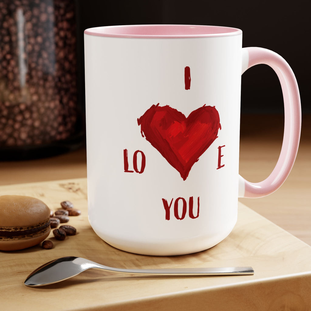 I Love You Two - Tone Ceramic Coffee Mugs - Blue Cava
