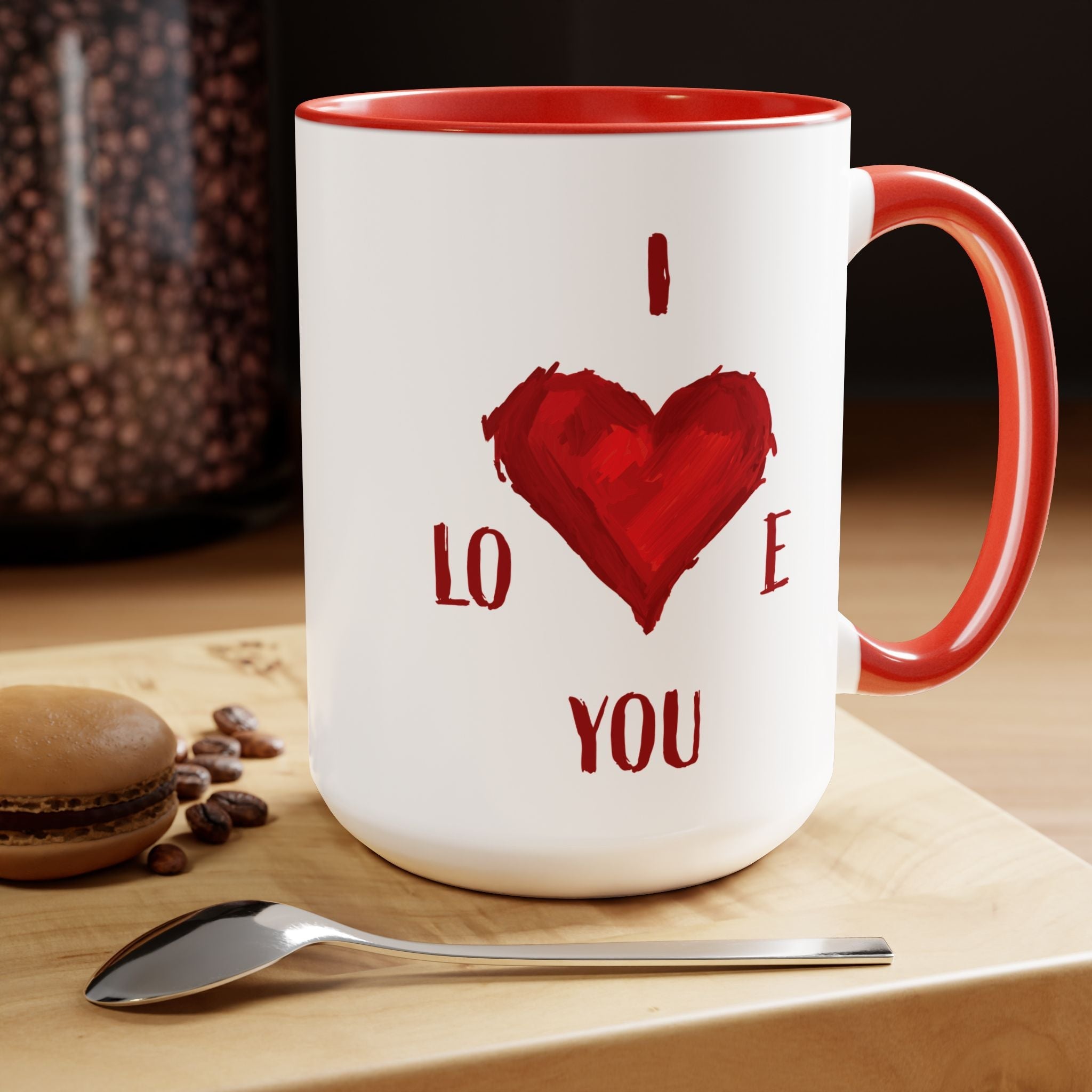 I Love You Two - Tone Ceramic Coffee Mugs - Blue Cava