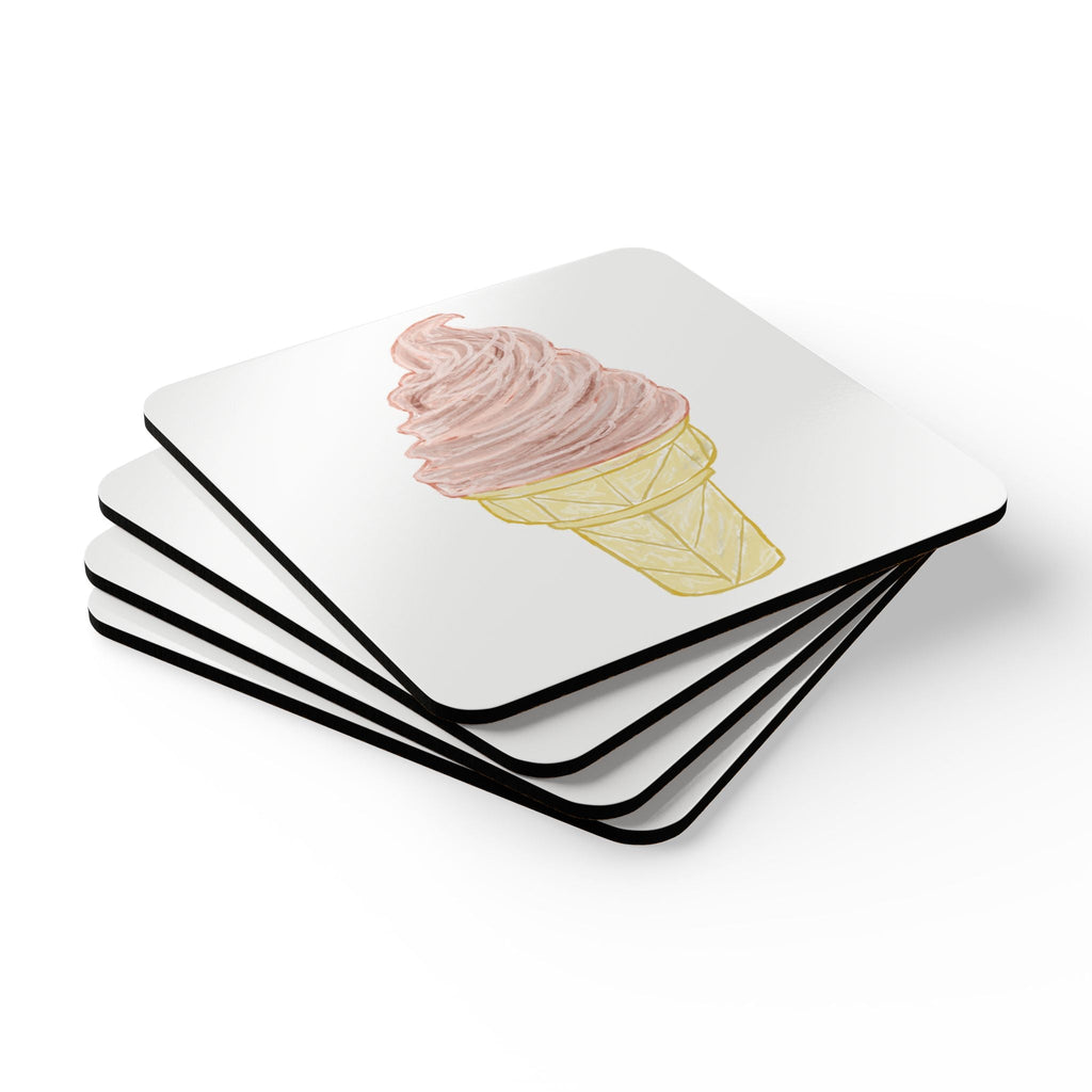 Ice Cream Cone Corkwood Coaster Set - Blue Cava