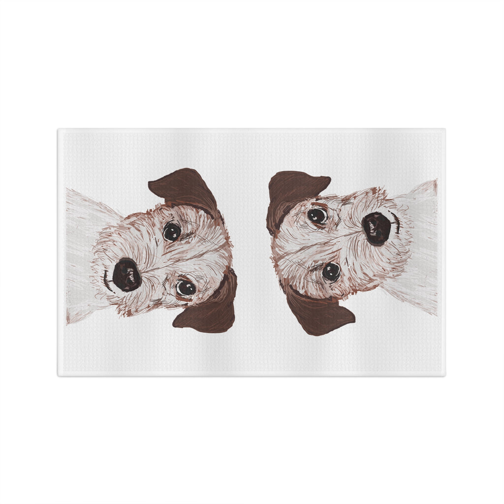 Jack Russell Microfiber Waffle Kitchen Towel - Blue Cava